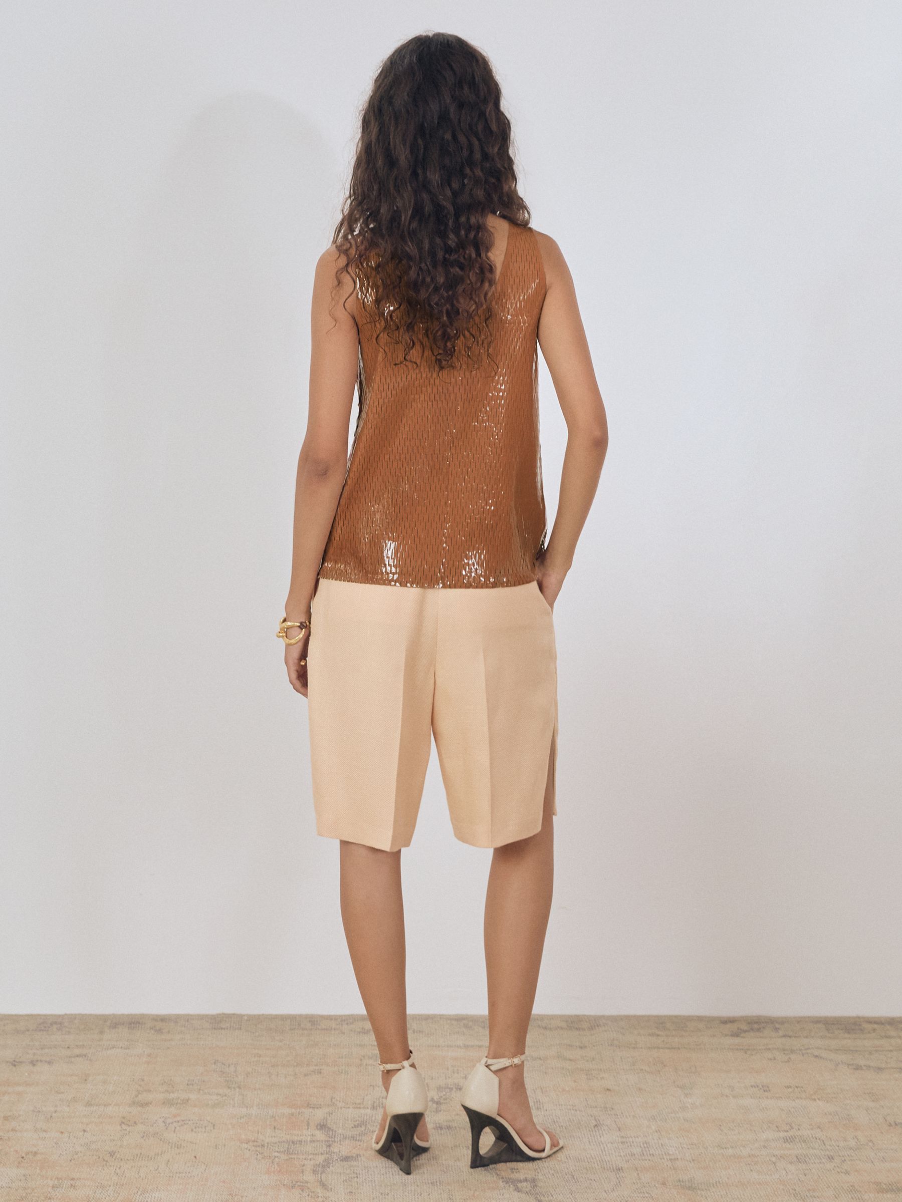 Atelier Laser-Cut Vest Top in Tan