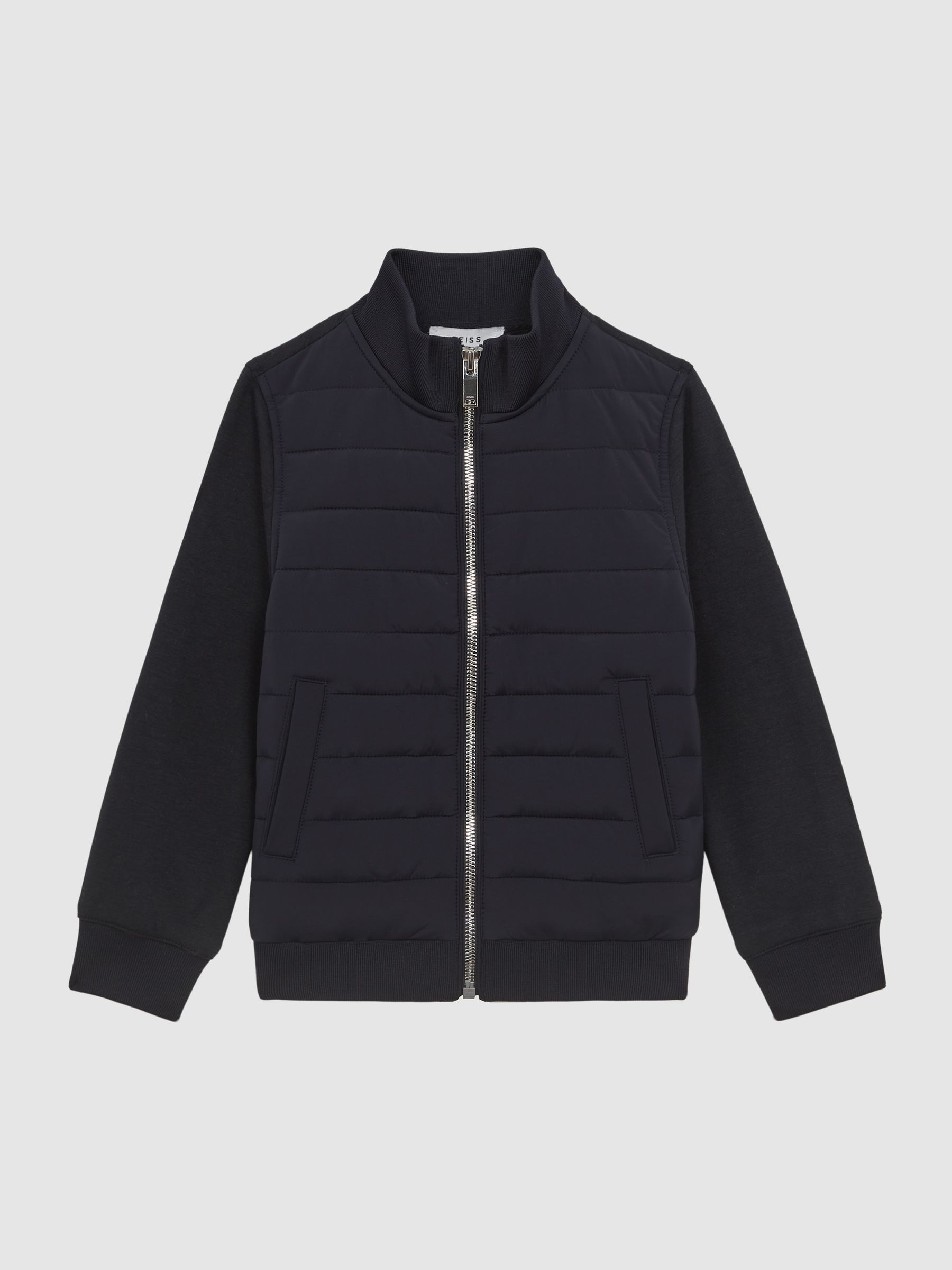 3-9 yrs Funnel Neck Quilted Hybrid Jacket in Navy