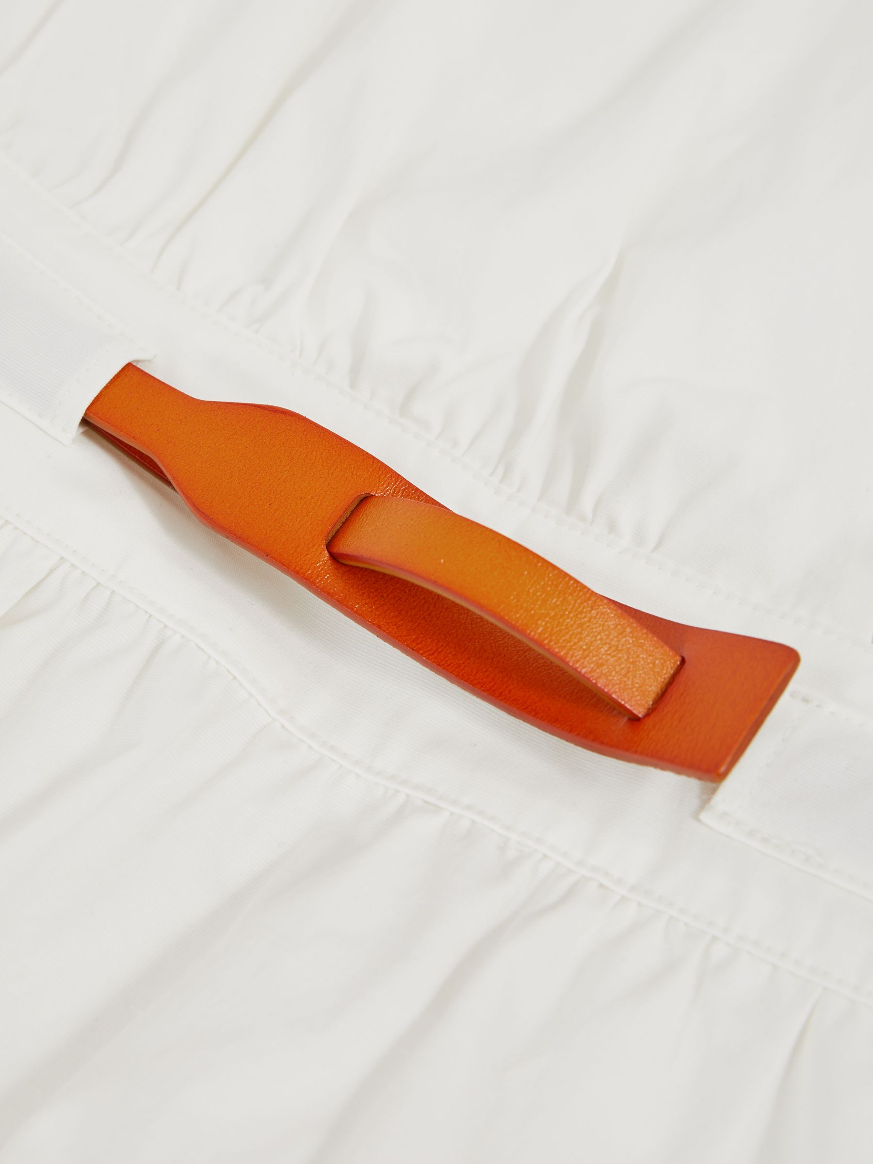 Petite Poplin Belted Split Midi Dress in Ivory