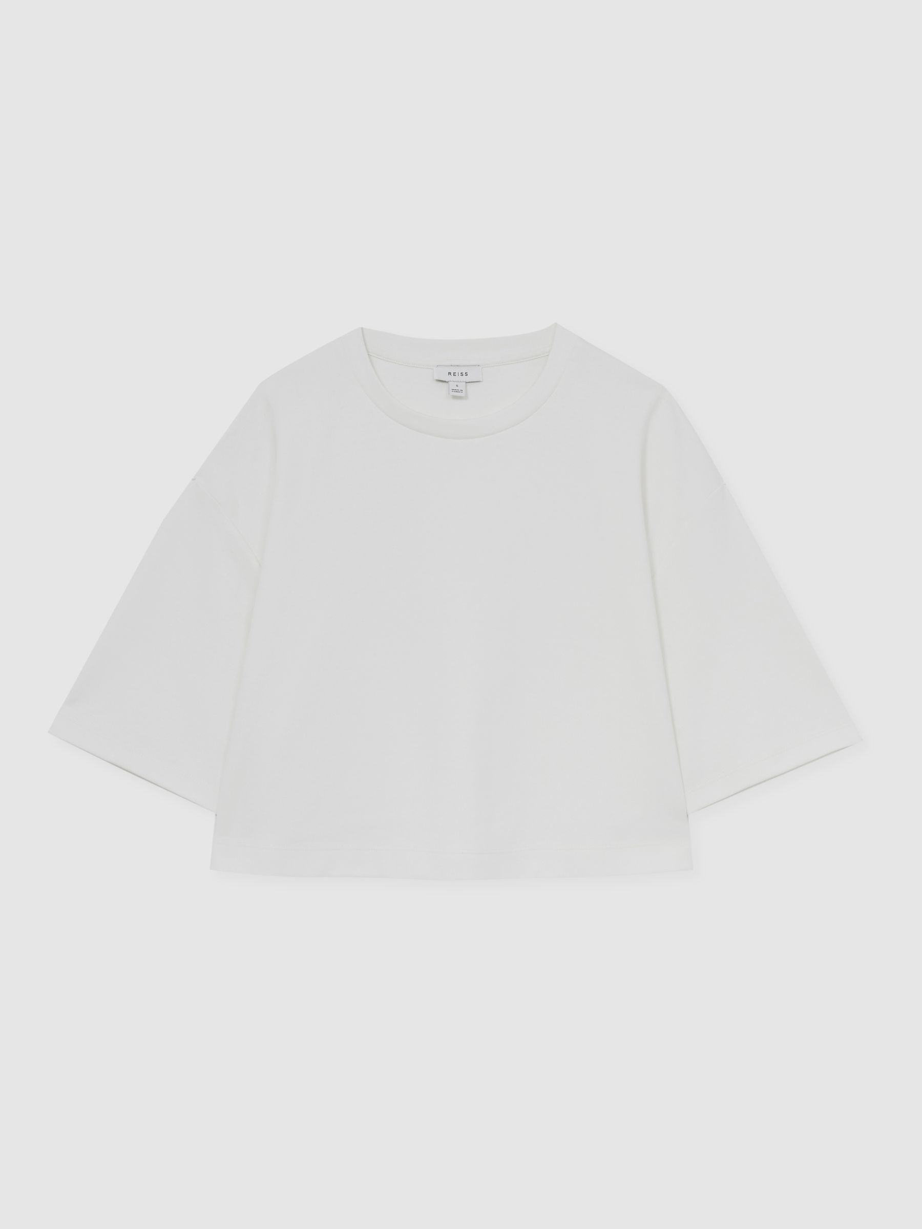 Stretch-Cotton Cropped T-Shirt in White