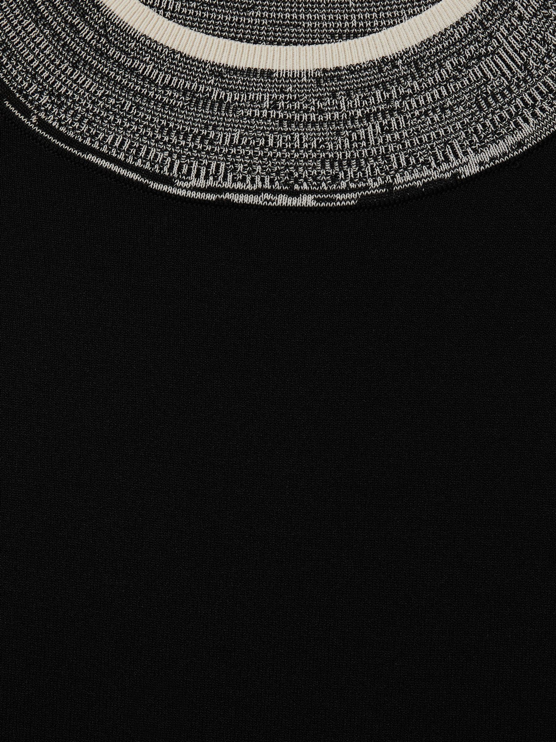 Knitted Contrast High Neck Jumper in Black/Cream