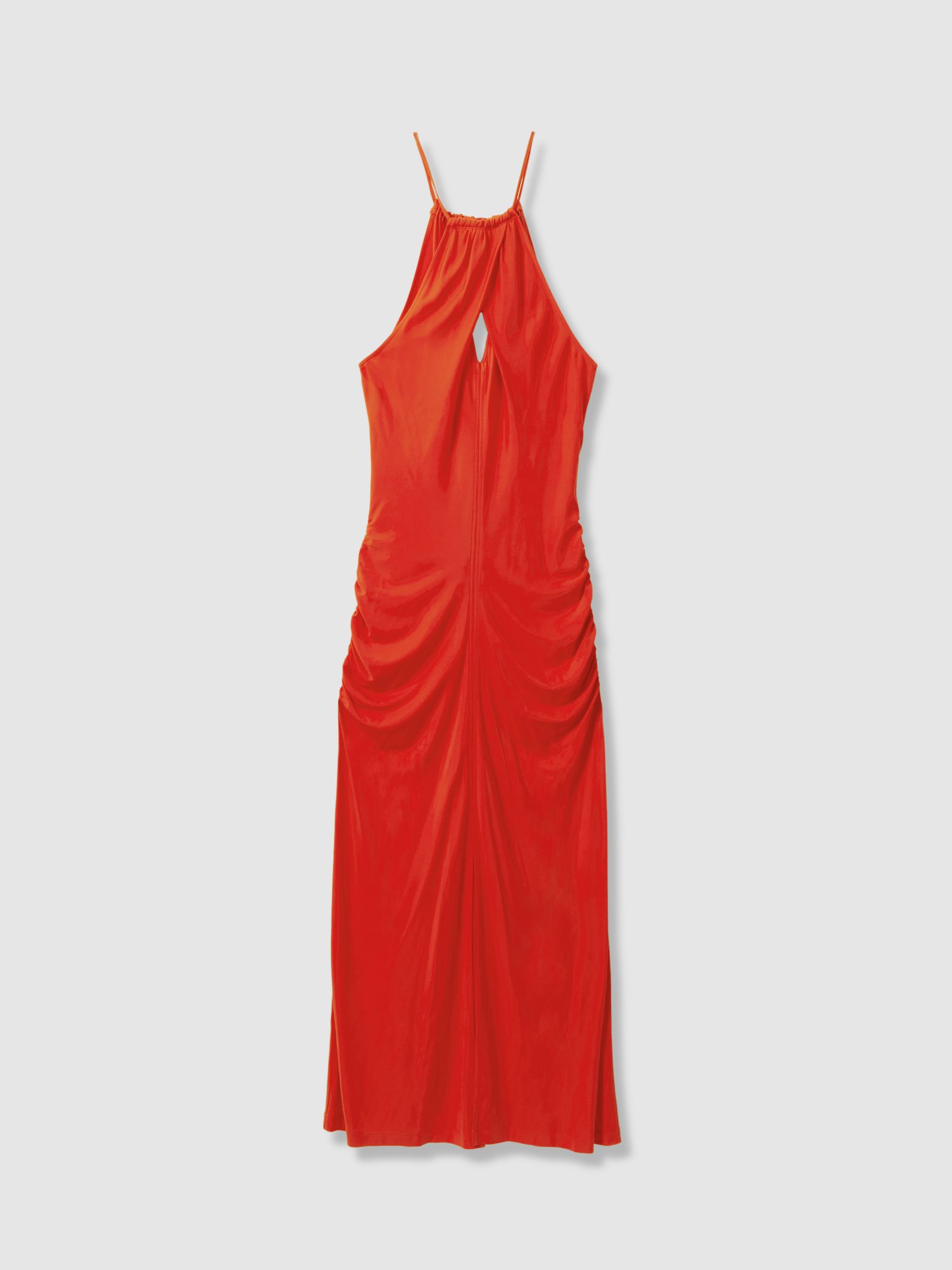 Jersey Halter Neck Midi Dress in Orange