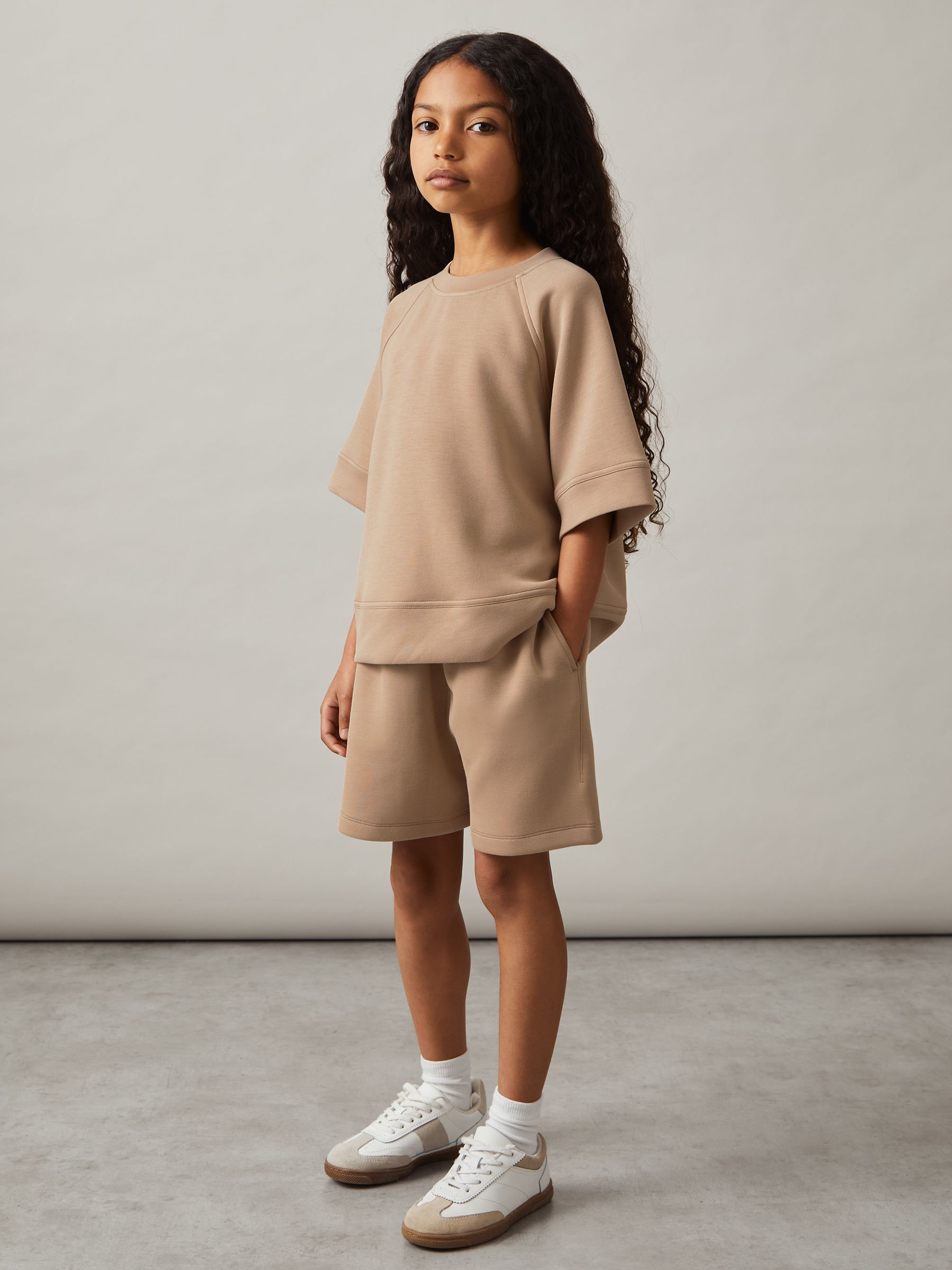 3-9 yrs Modal-Blend Sweatshirt And Shorts Set in Mink