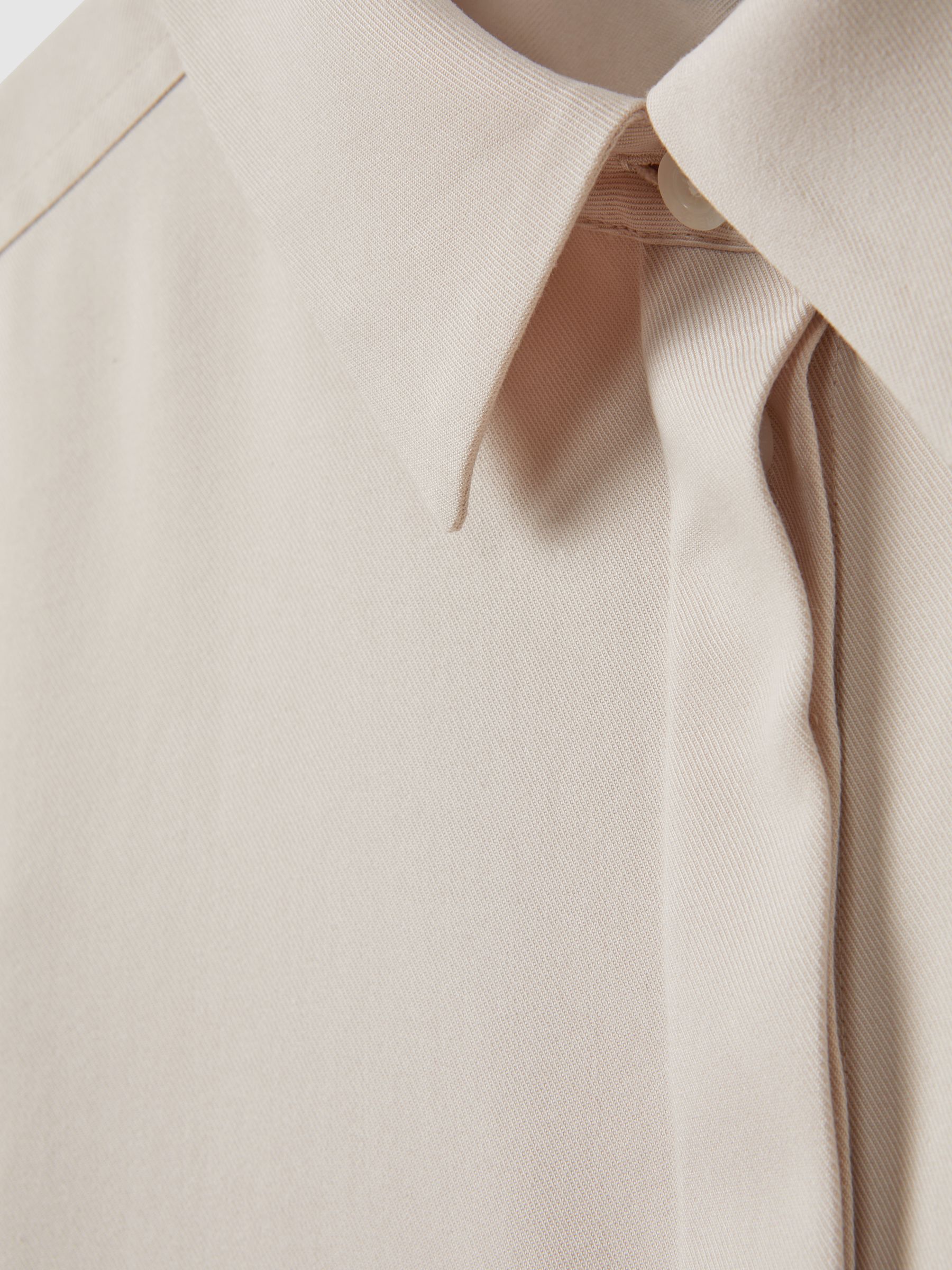 Split Hem Button-Through Shirt in Nude