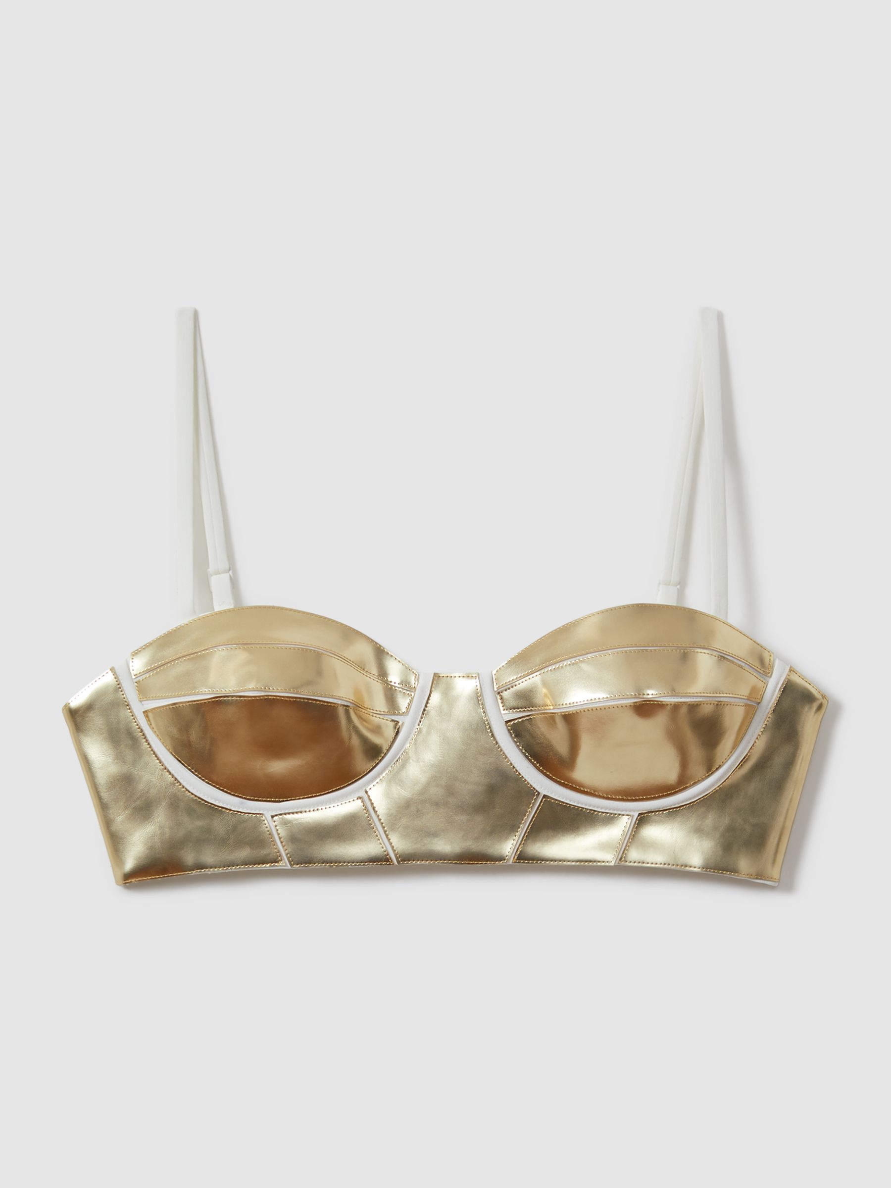 Atelier Metallic Bustier Top in Gold