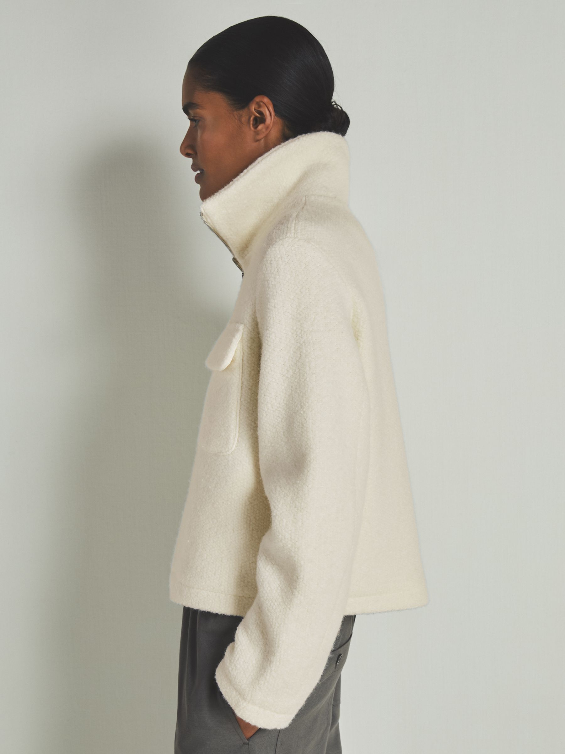 Reiss | Les 100 Ciels Textured Wool Jacket in Cream