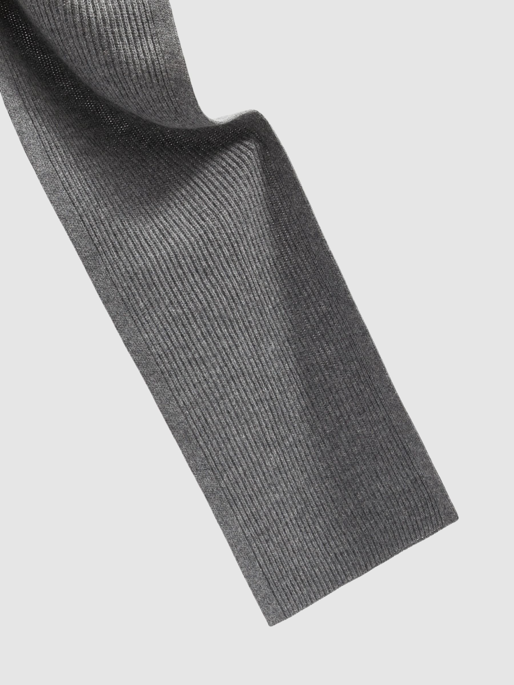 Ribbed Merino Scarf in Mid Grey Melange