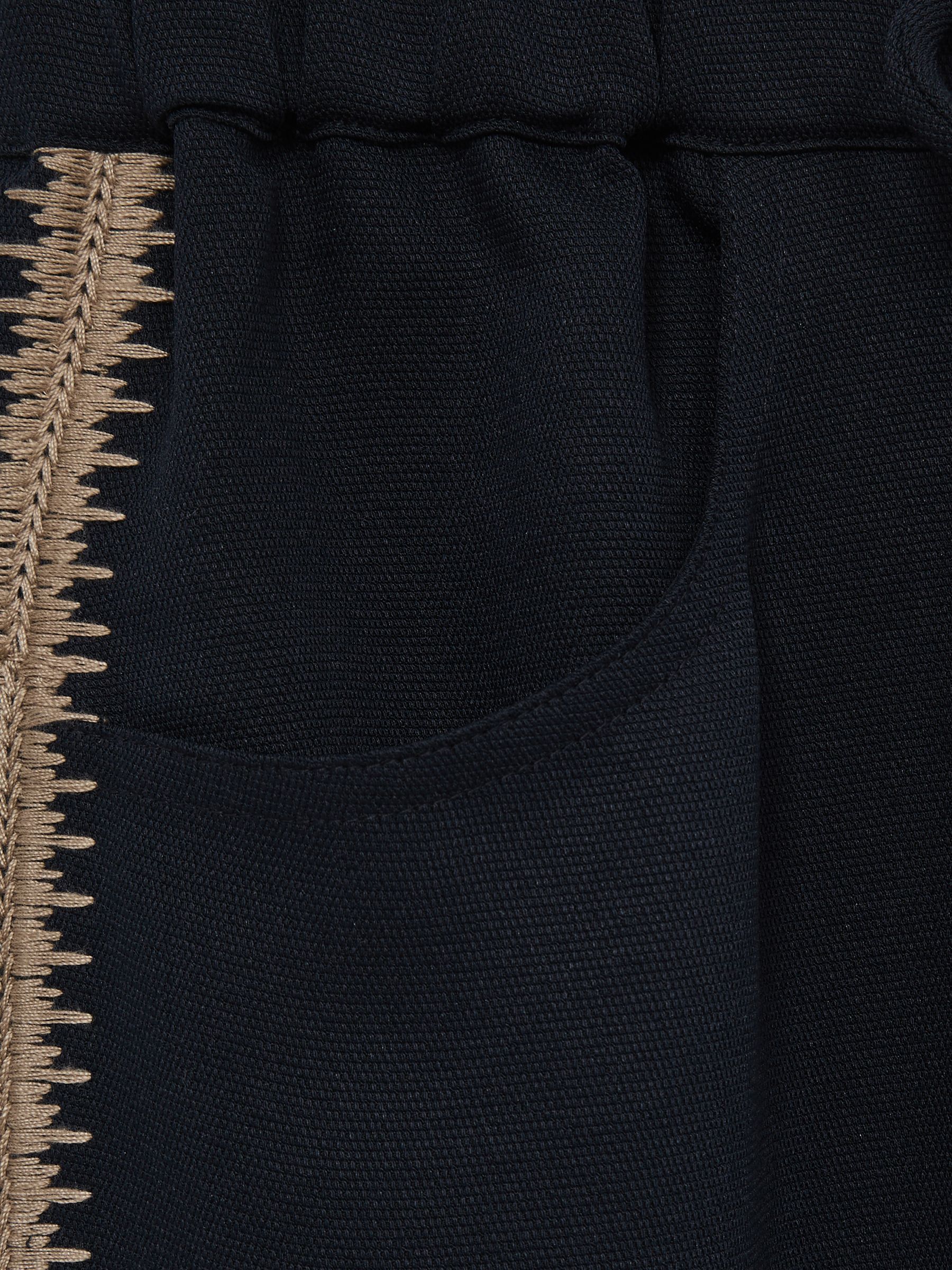 Wide-Leg Embroidered Trousers in Navy