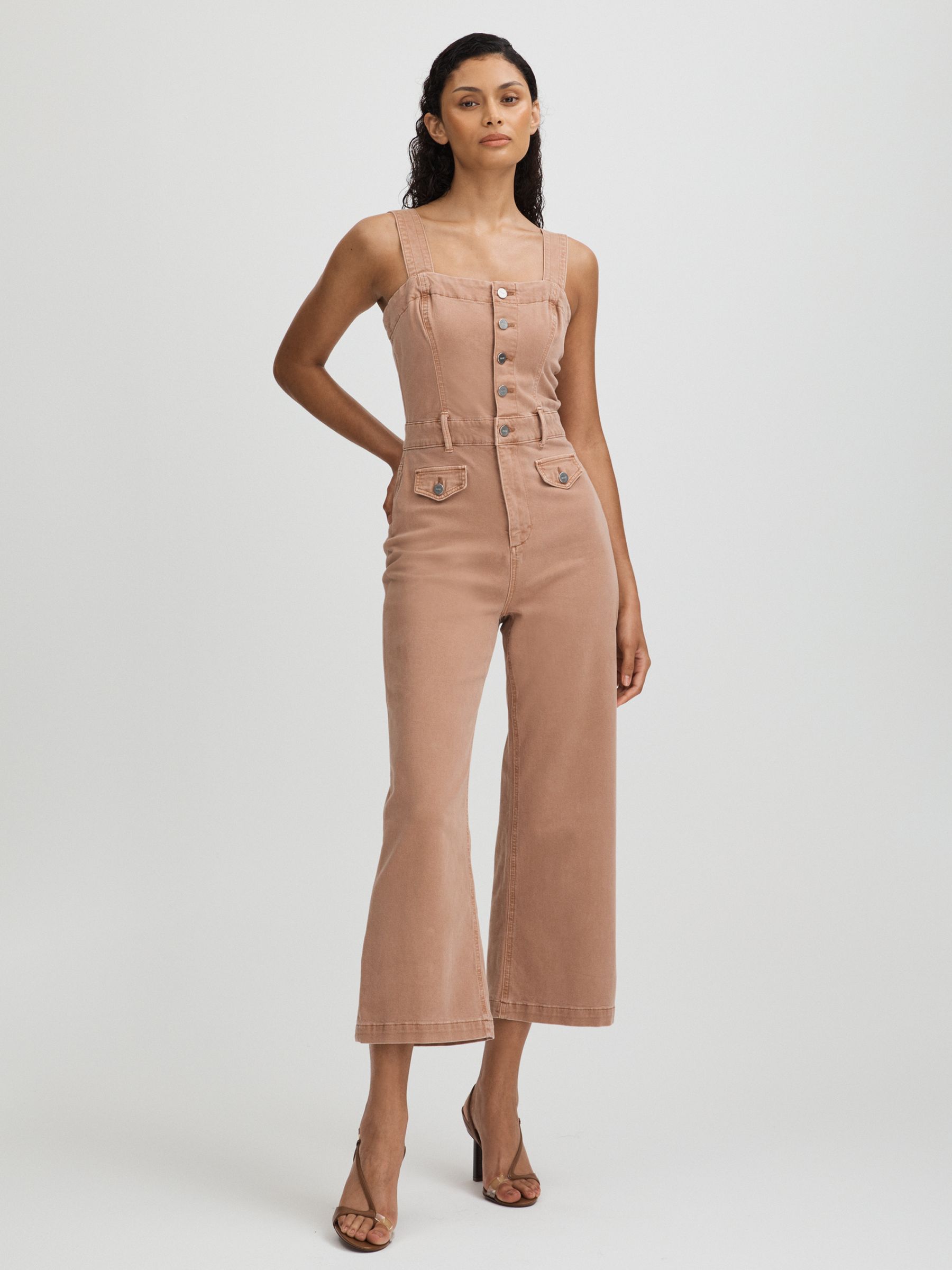 Anessa Rose Paige Rose Cropped Denim Wide Leg Jumpsuit
