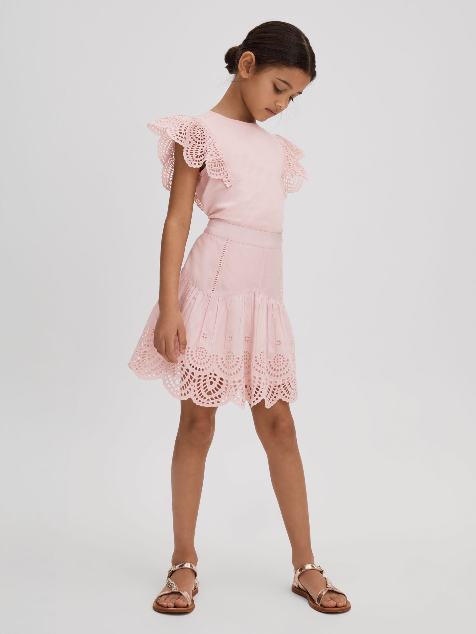 Senior Broderie Skirt in Pink