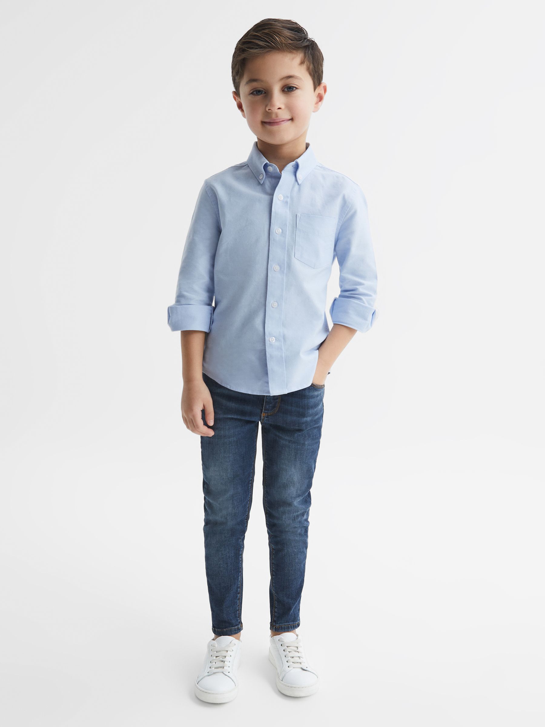 4-9 yrs Button Down Oxford Shirt in Soft Blue