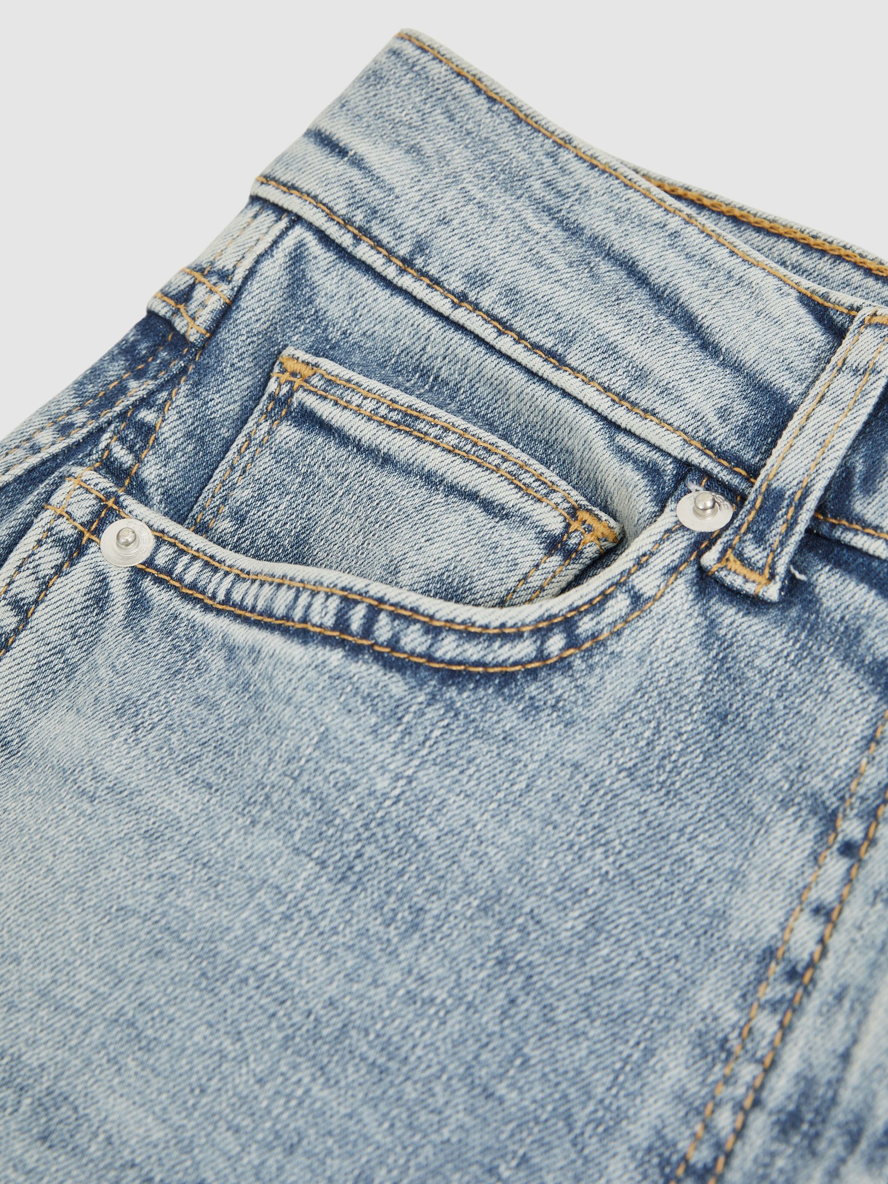 Twist Seam Wide Leg Jeans in Light Blue