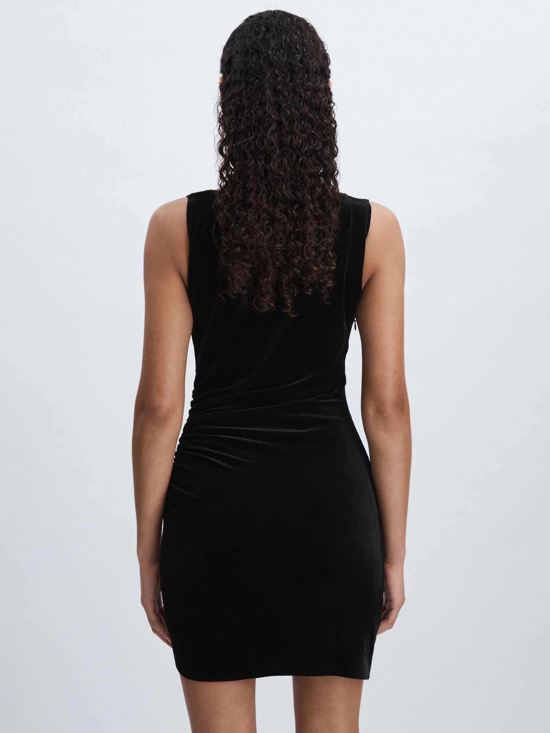 Good American Velvet Ruched Mini Dress in Black