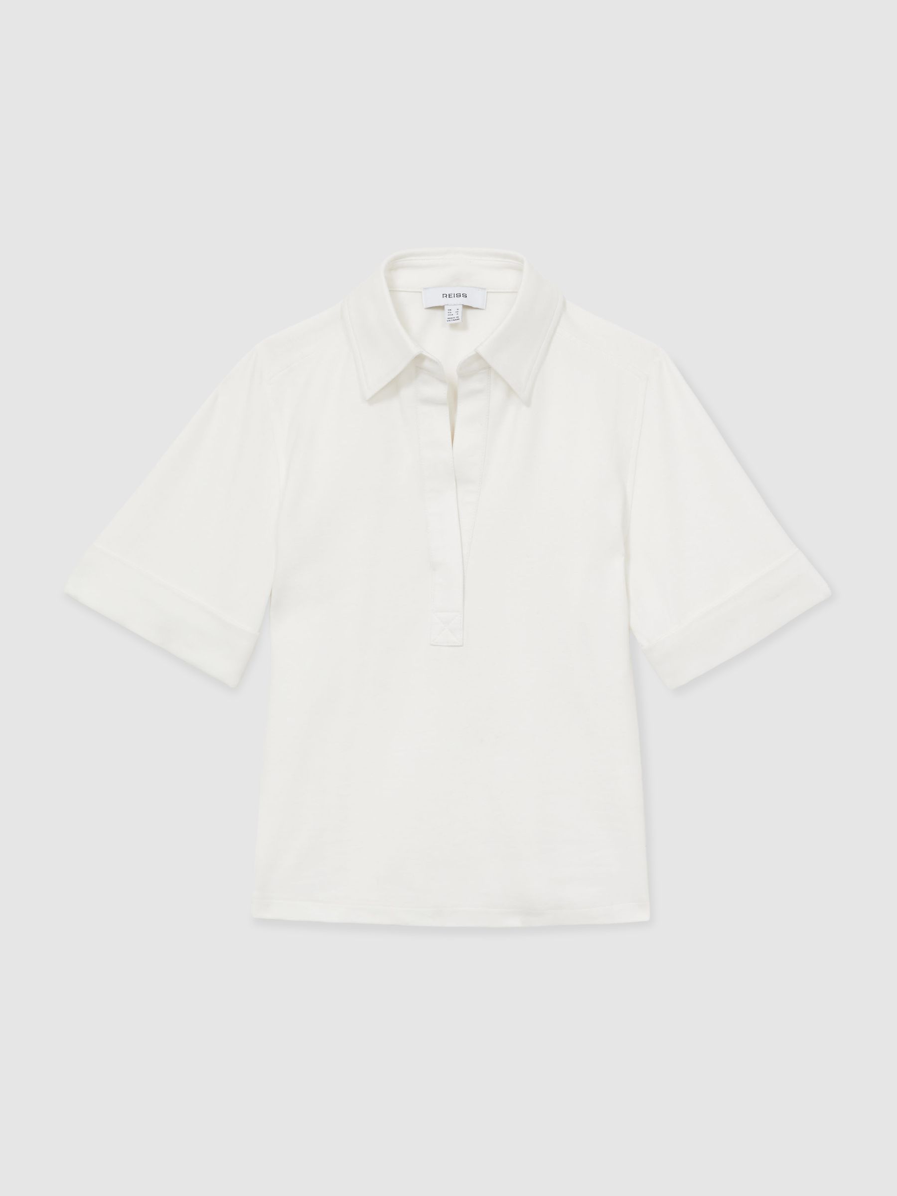 Open-Collar Polo Shirt in Cream