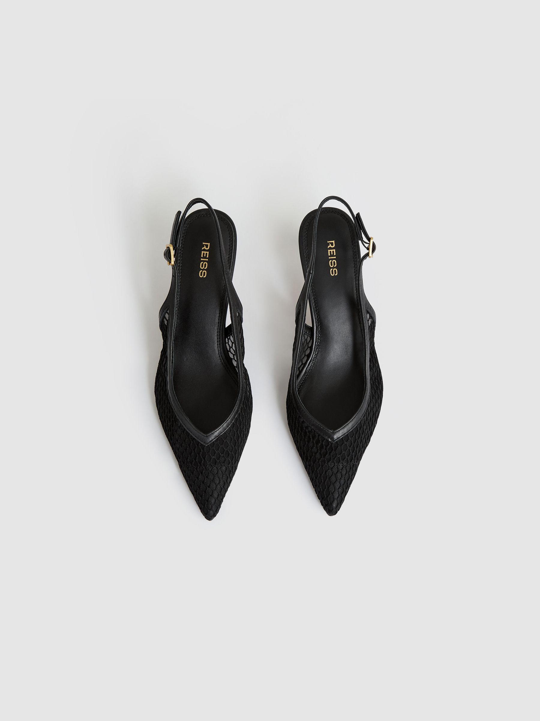 Mesh Slingback Heels in Black