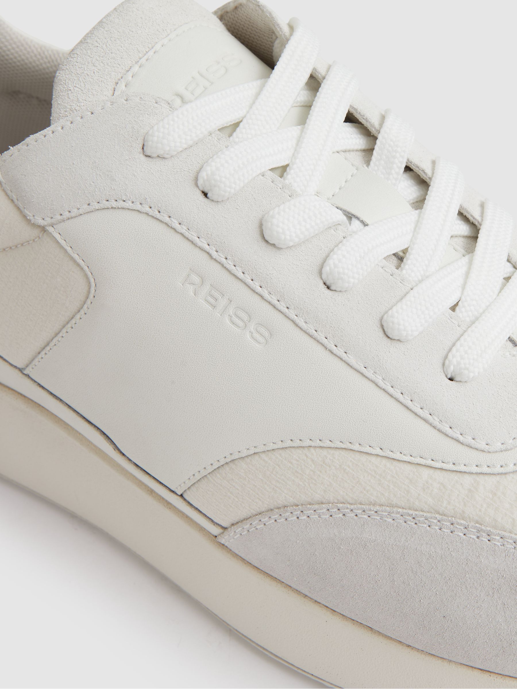 Bonded-Leather Suede Running Trainers in White