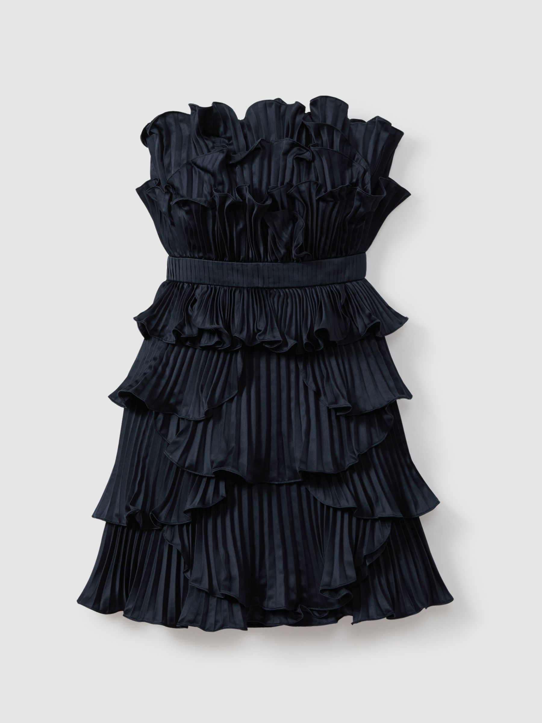 Amur Strapless Ruffle Mini Dress in Navy