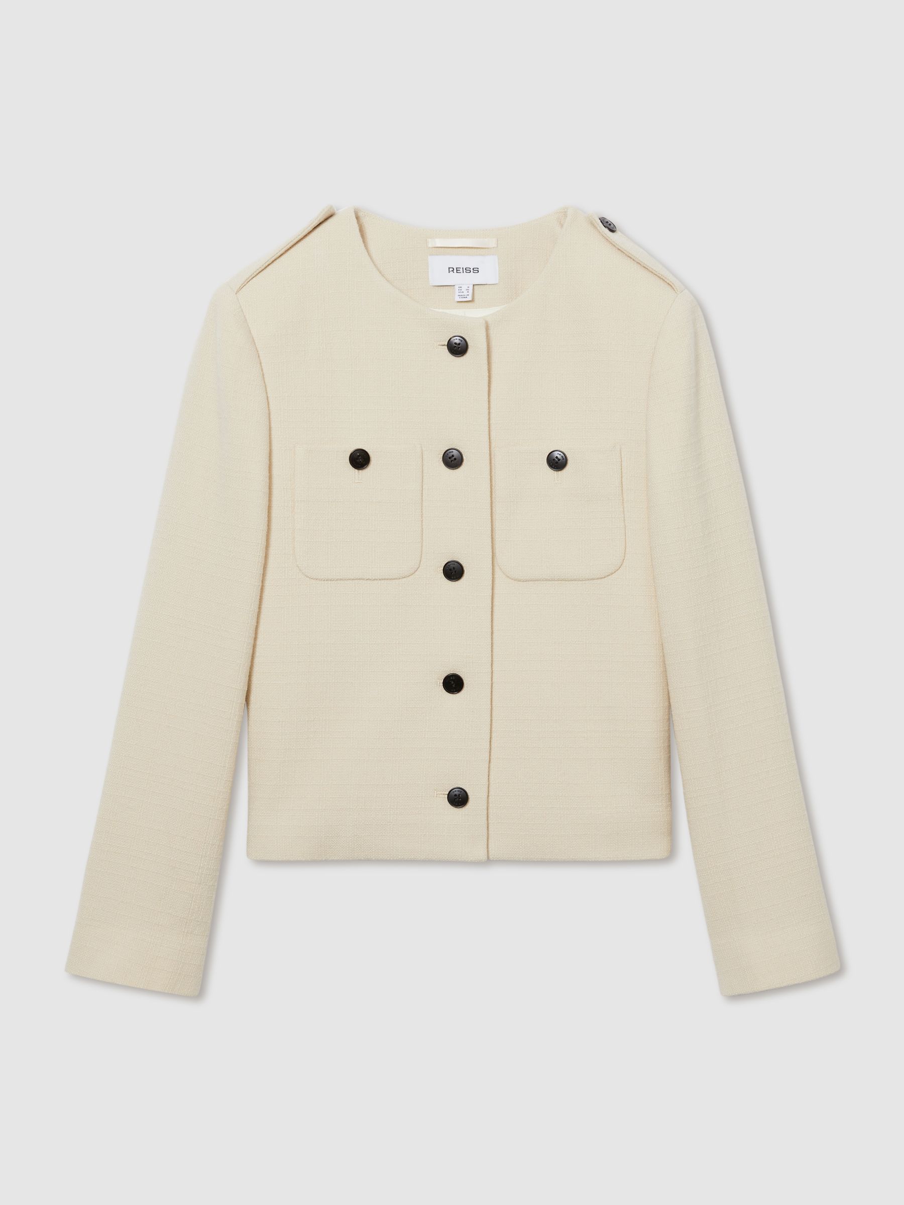 Wool Cropped Jacket in Cream