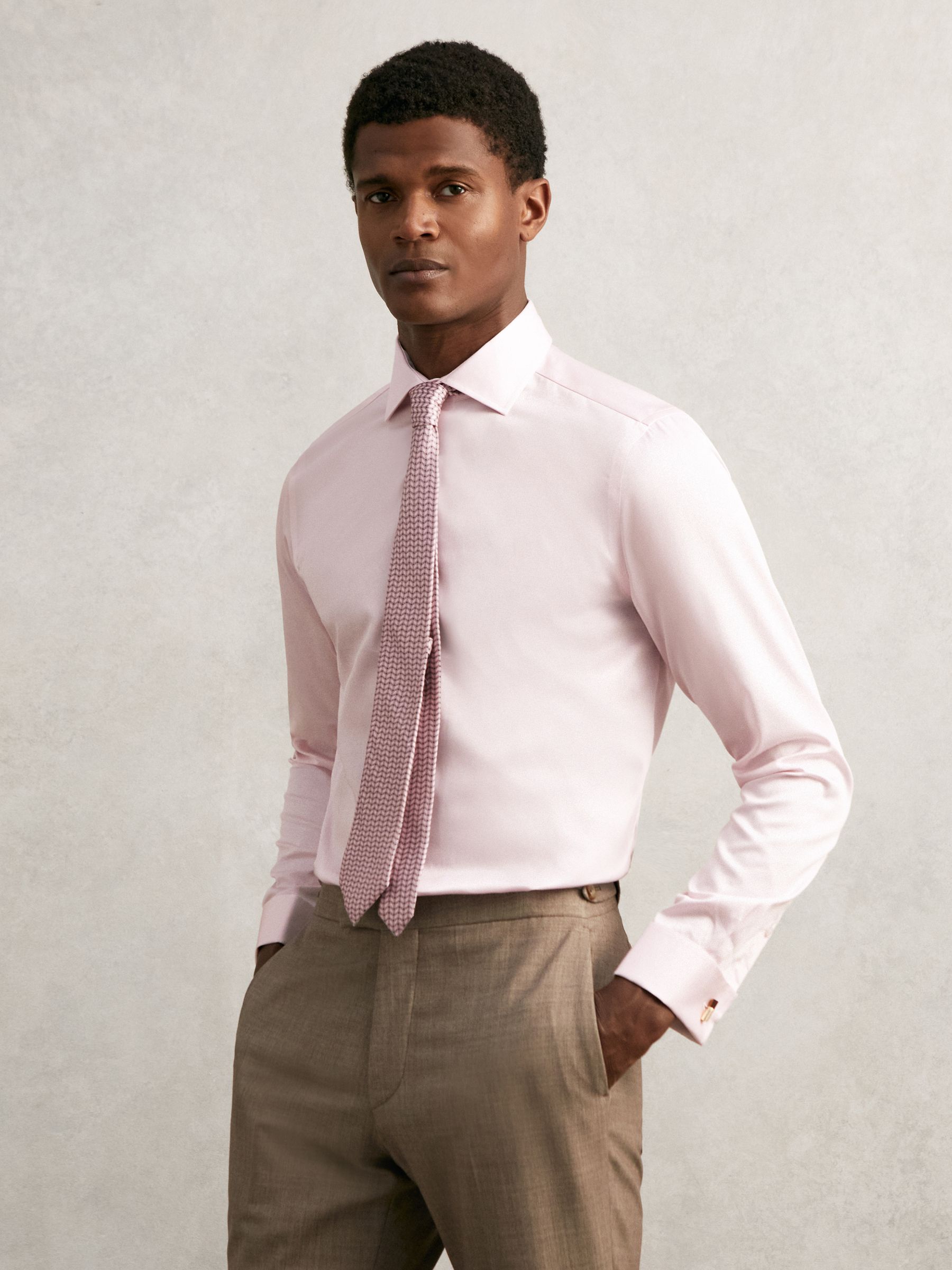 Regular Fit Cotton-Sateen Shirt in Pink