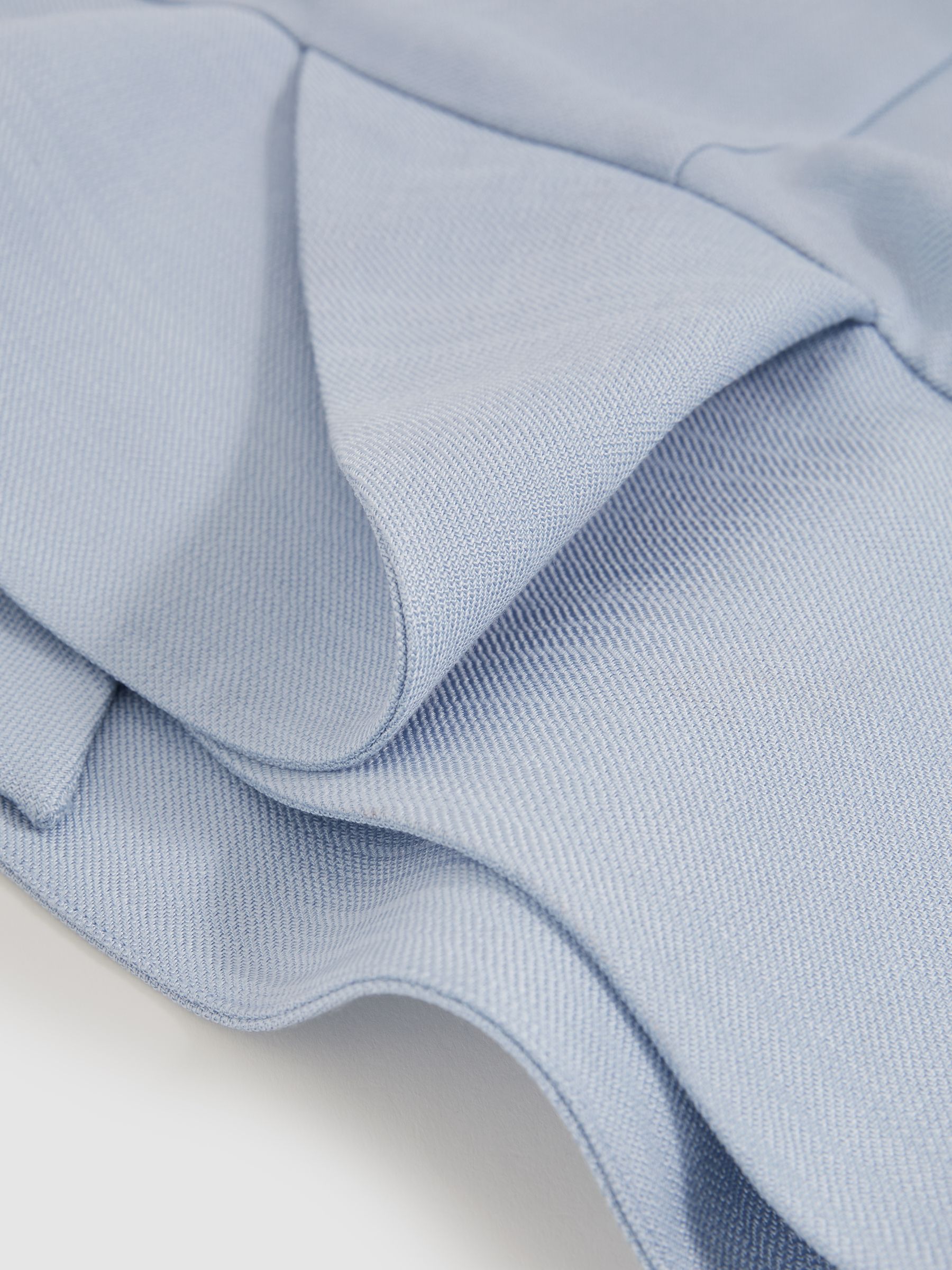 Structured Ruffle-Hem Mini Dress in Blue