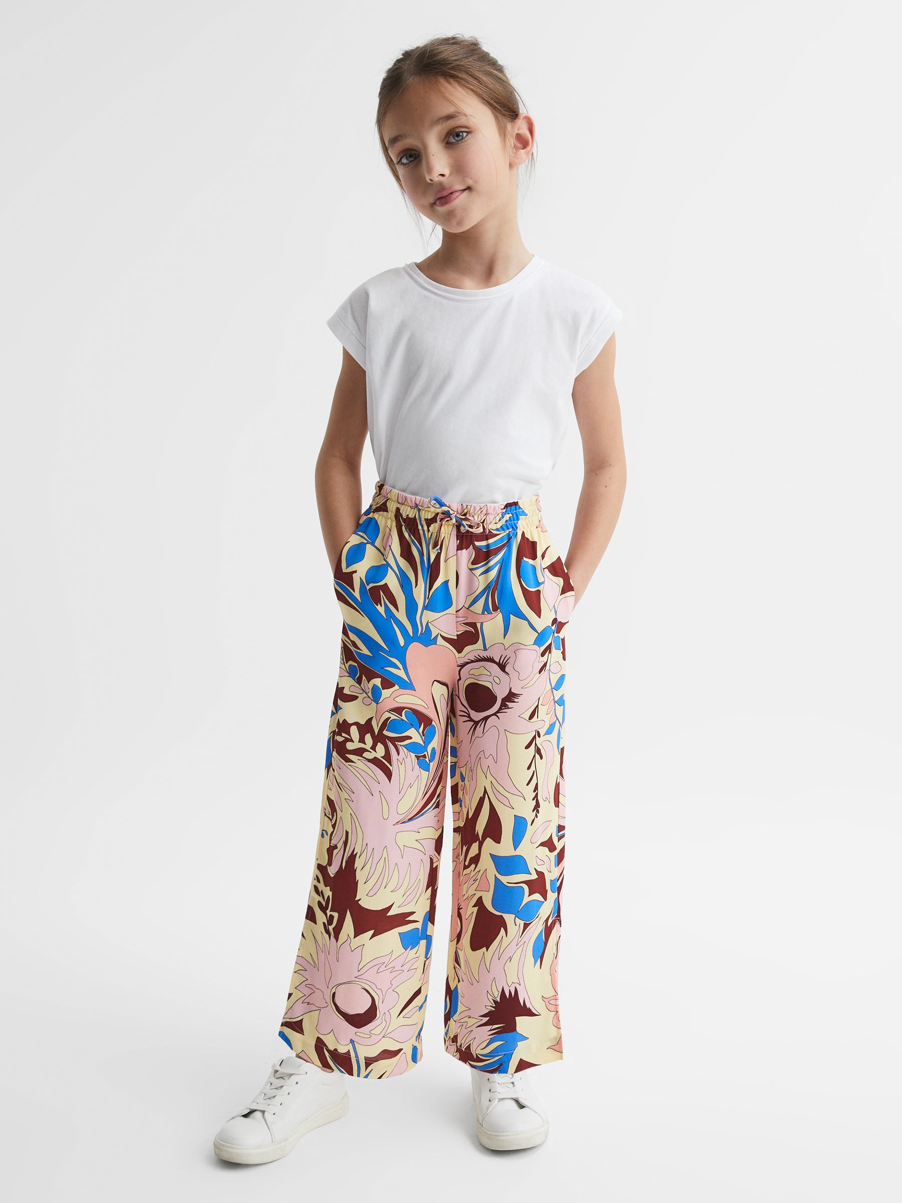9-12 yrs Floral Printed Straight Leg Trousers in Lilac