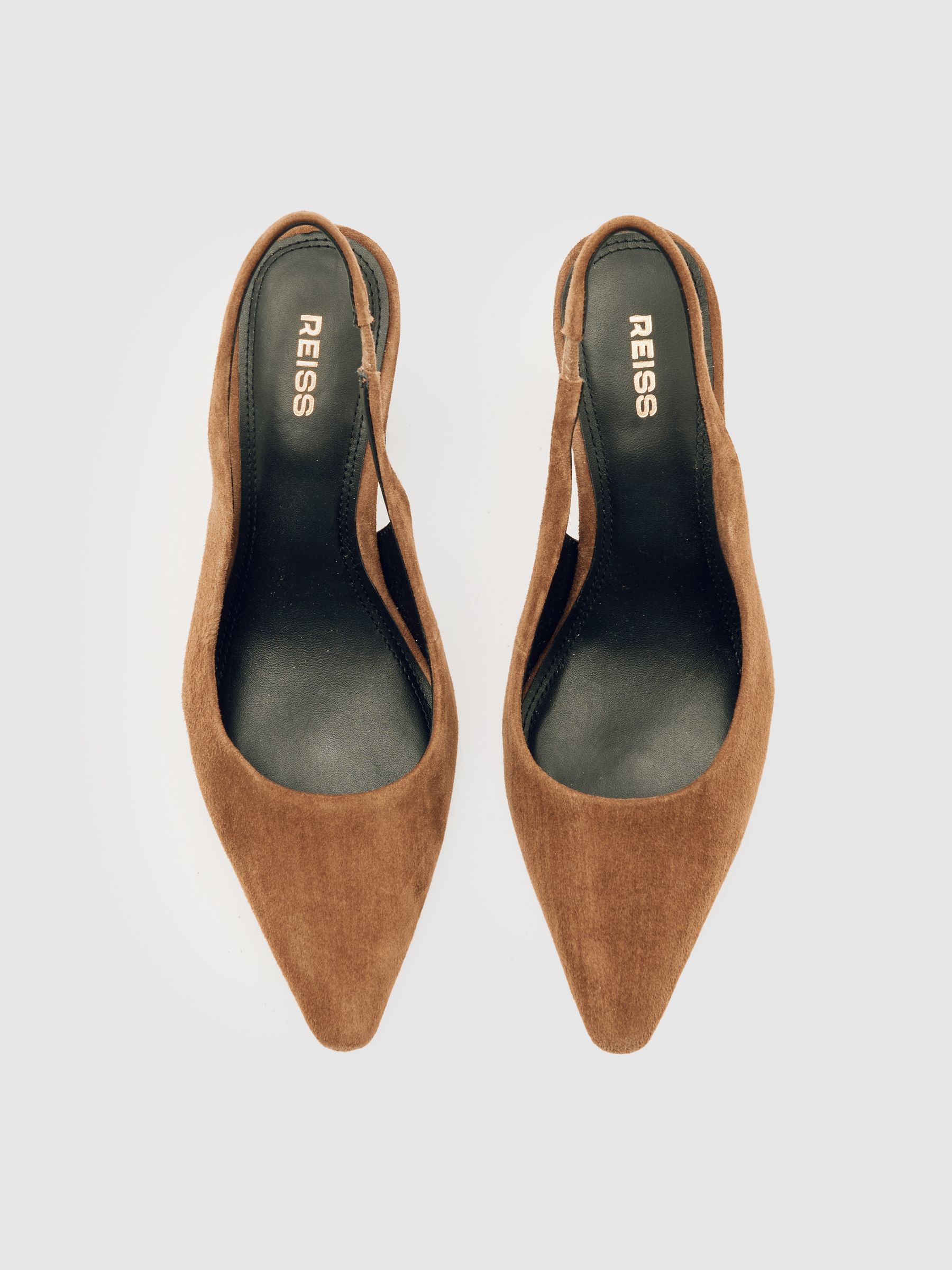 Suede Slingback Court Shoes in Tan