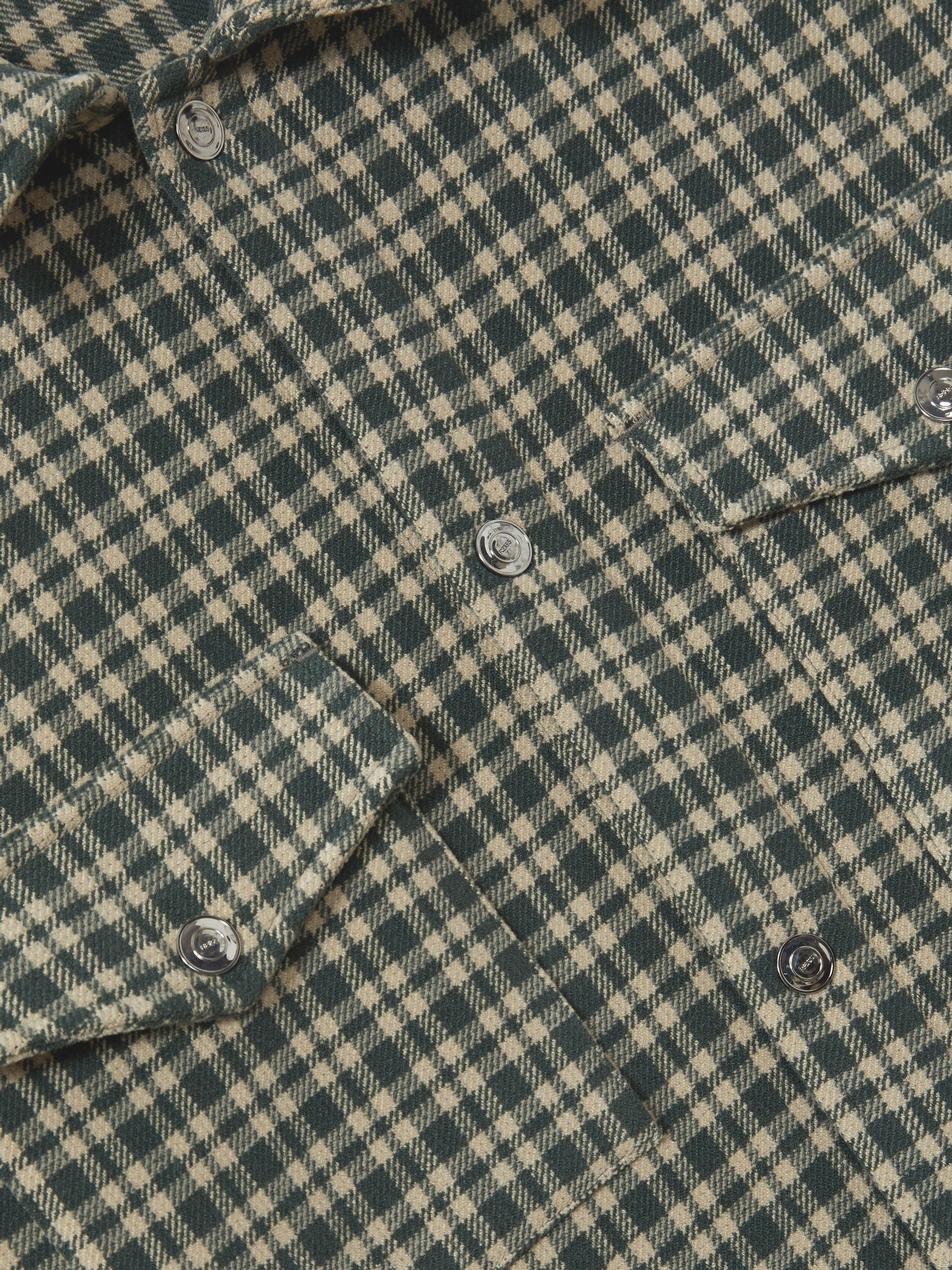 Check Patch-Pocket Overshirt in Green