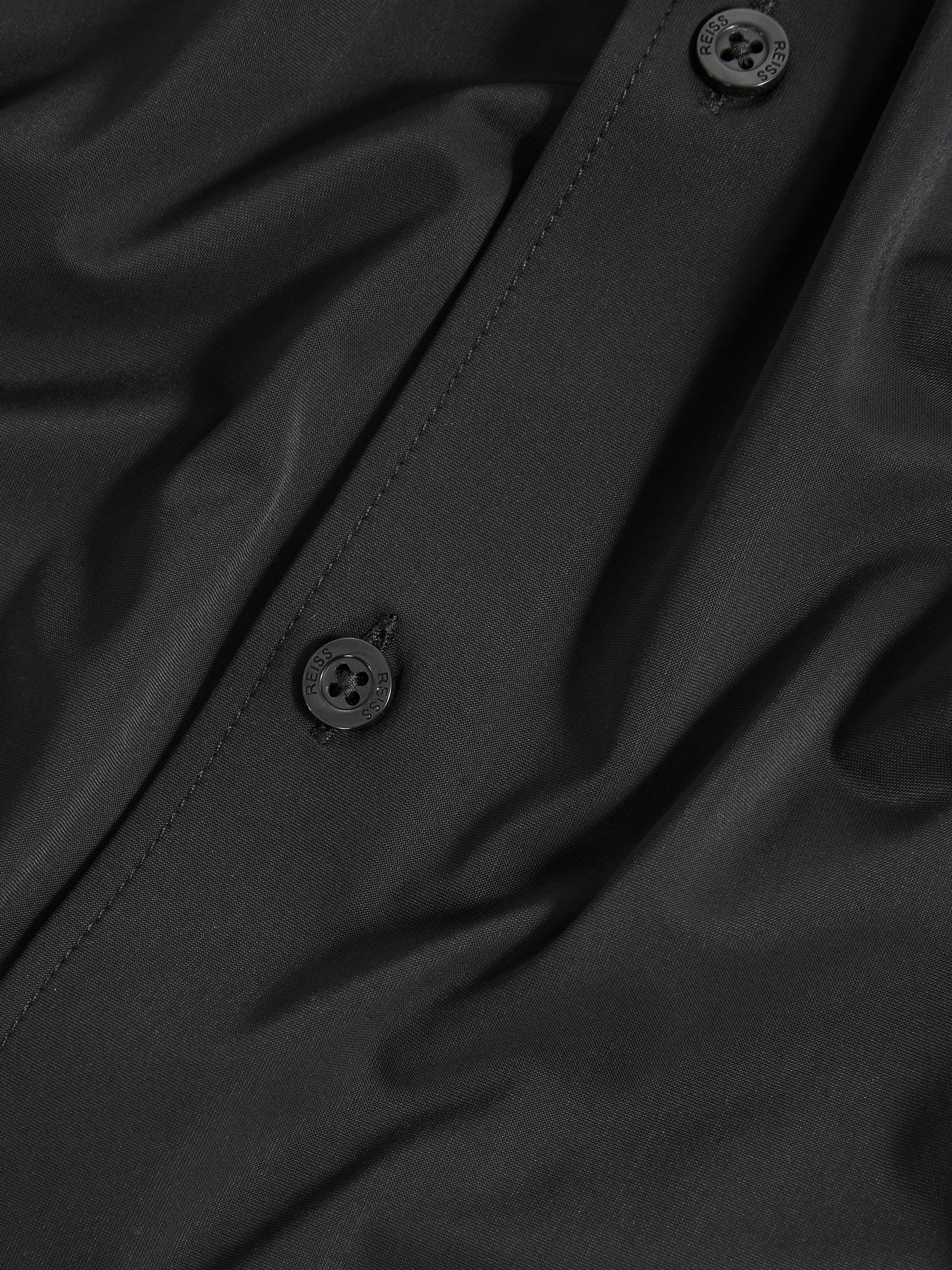 Regular Fit Button-Through Travel Shirt in Black
