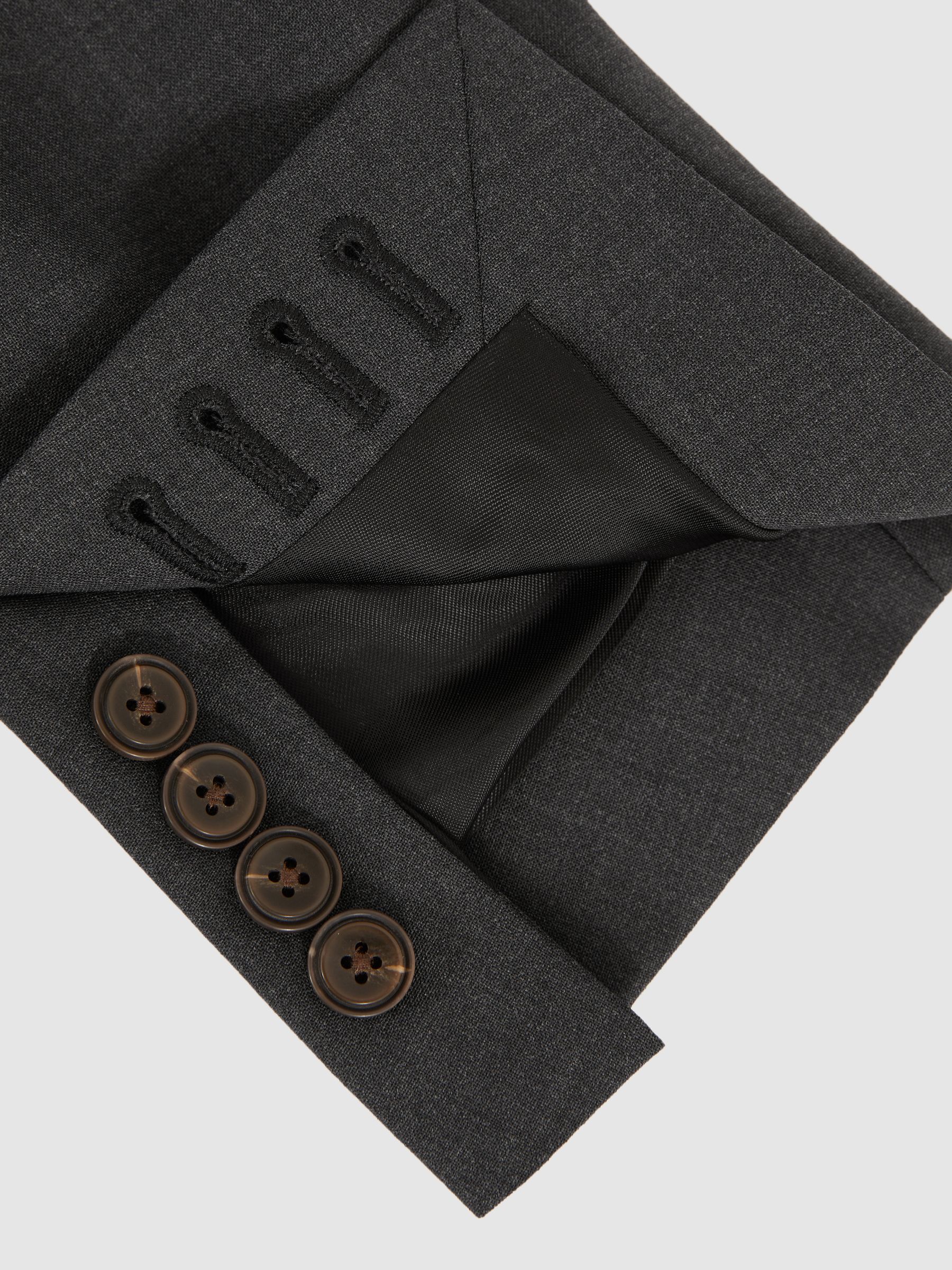 Wool-Blend Single-Breasted Suit Blazer Slim-Fit in Grey