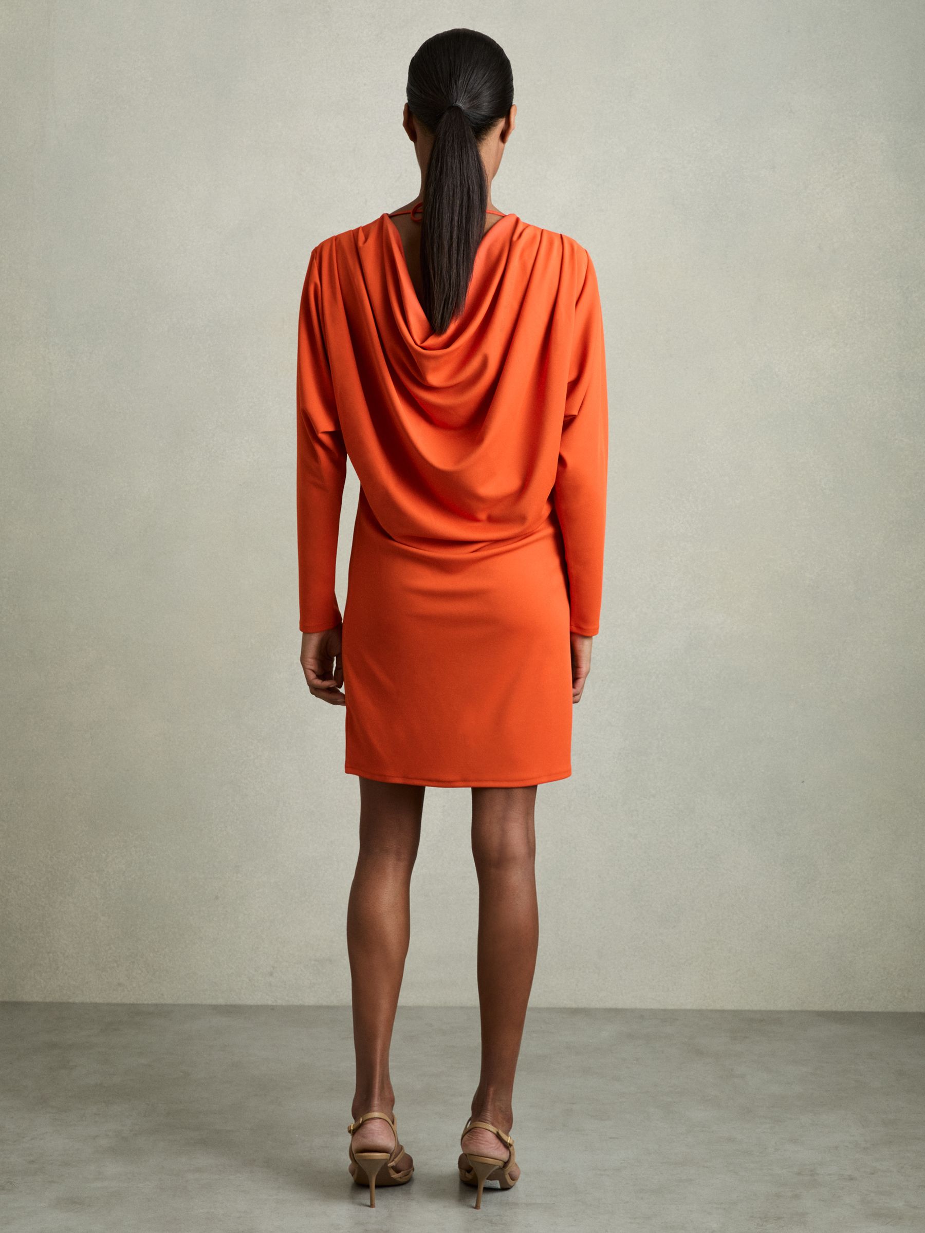 Cowl Back Mini Dress in Orange