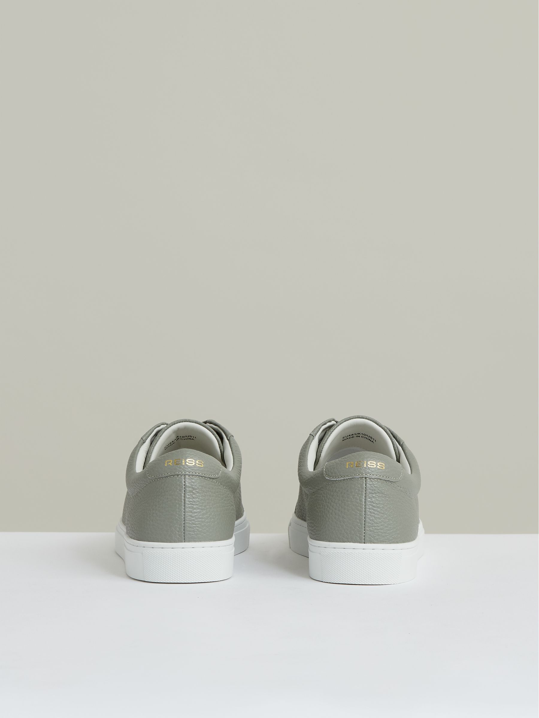 Tumbled-Leather Low-Top Trainers in Mint Green