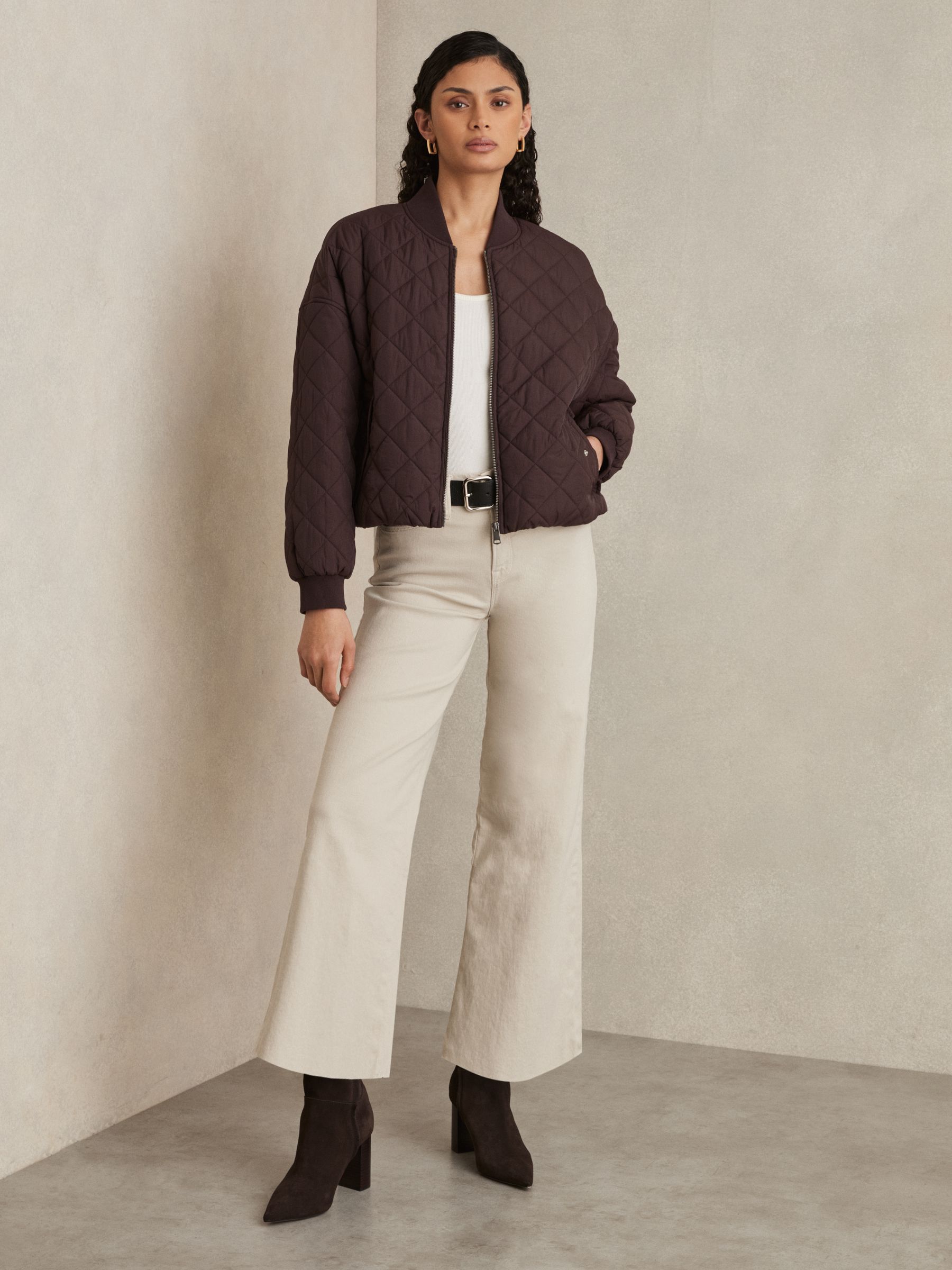 Good American Cropped Palazzo Jeans in Cream