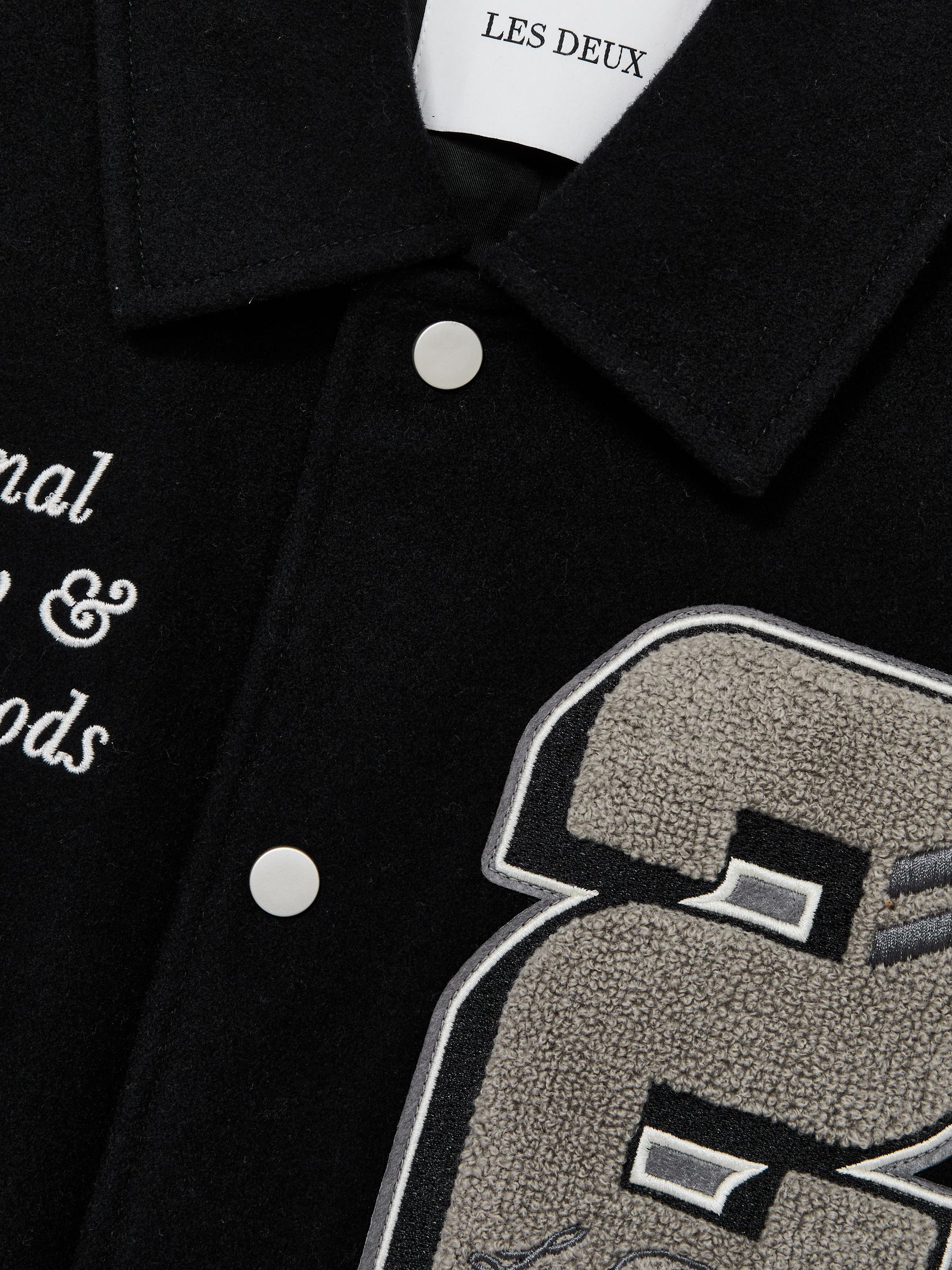 Les Deux Wool-Blend Varsity Jacket in Black