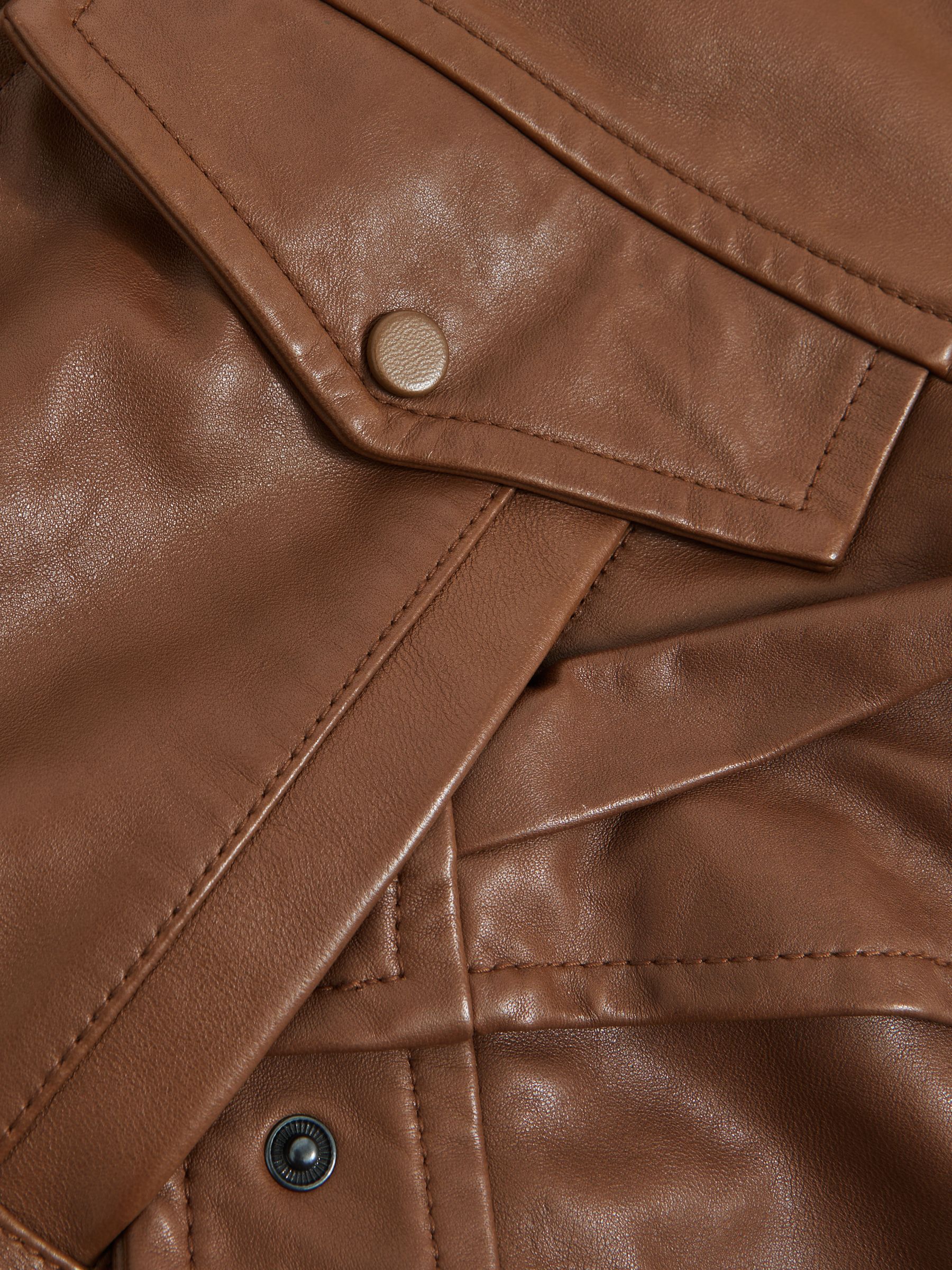Oversized Leather Jacket in Tan