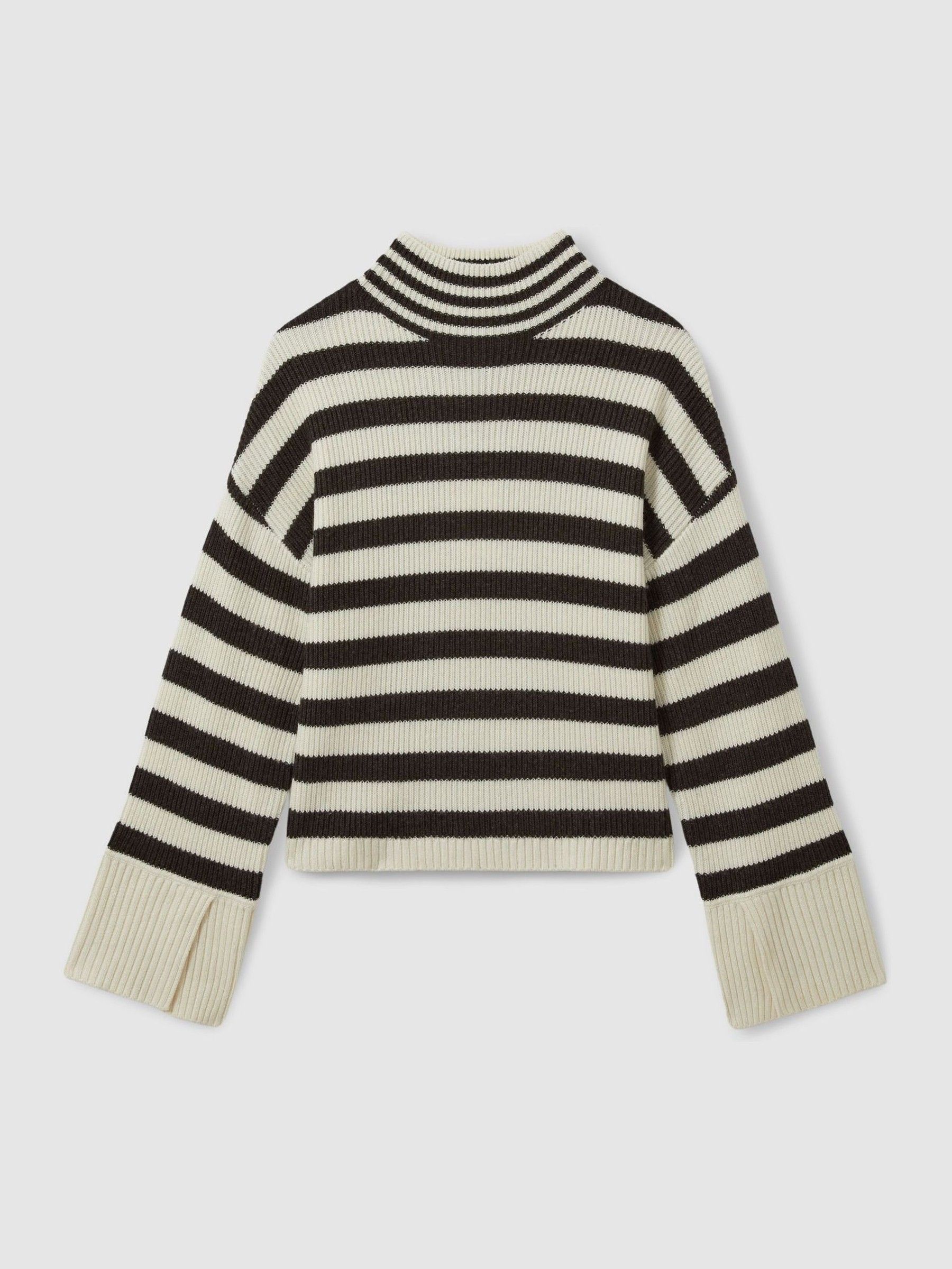Florere Boxy Striped Jumper in Chocolate/Ivory