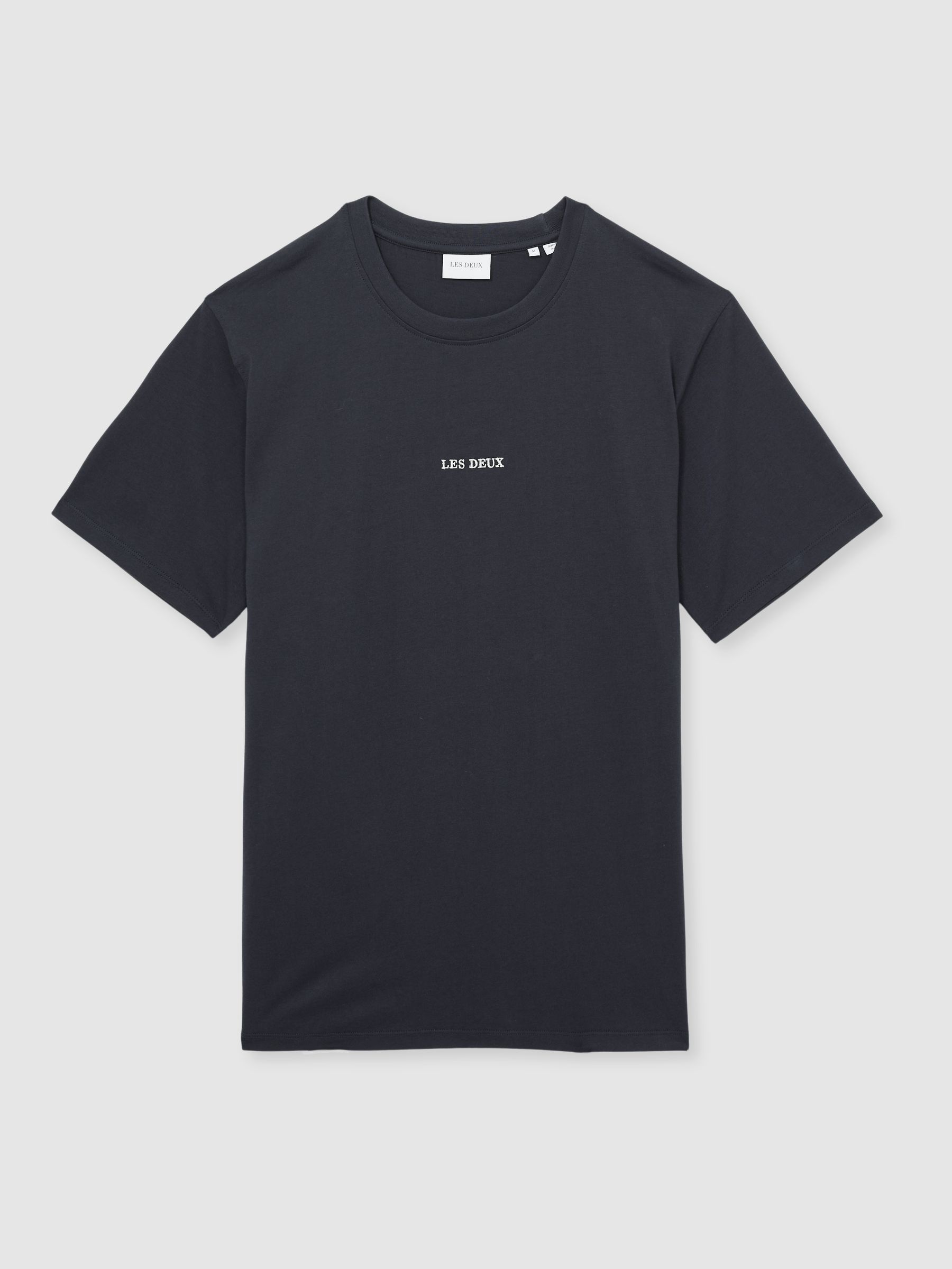 Les Deux Cotton Logo T-Shirt in Navy Blue
