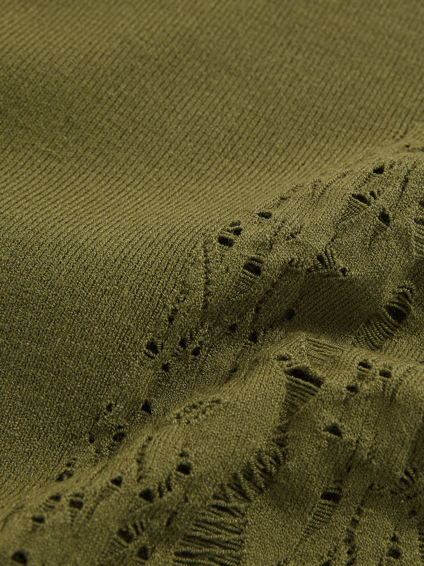 Lace-Knit Detail One-Shoulder Bodysuit in Green