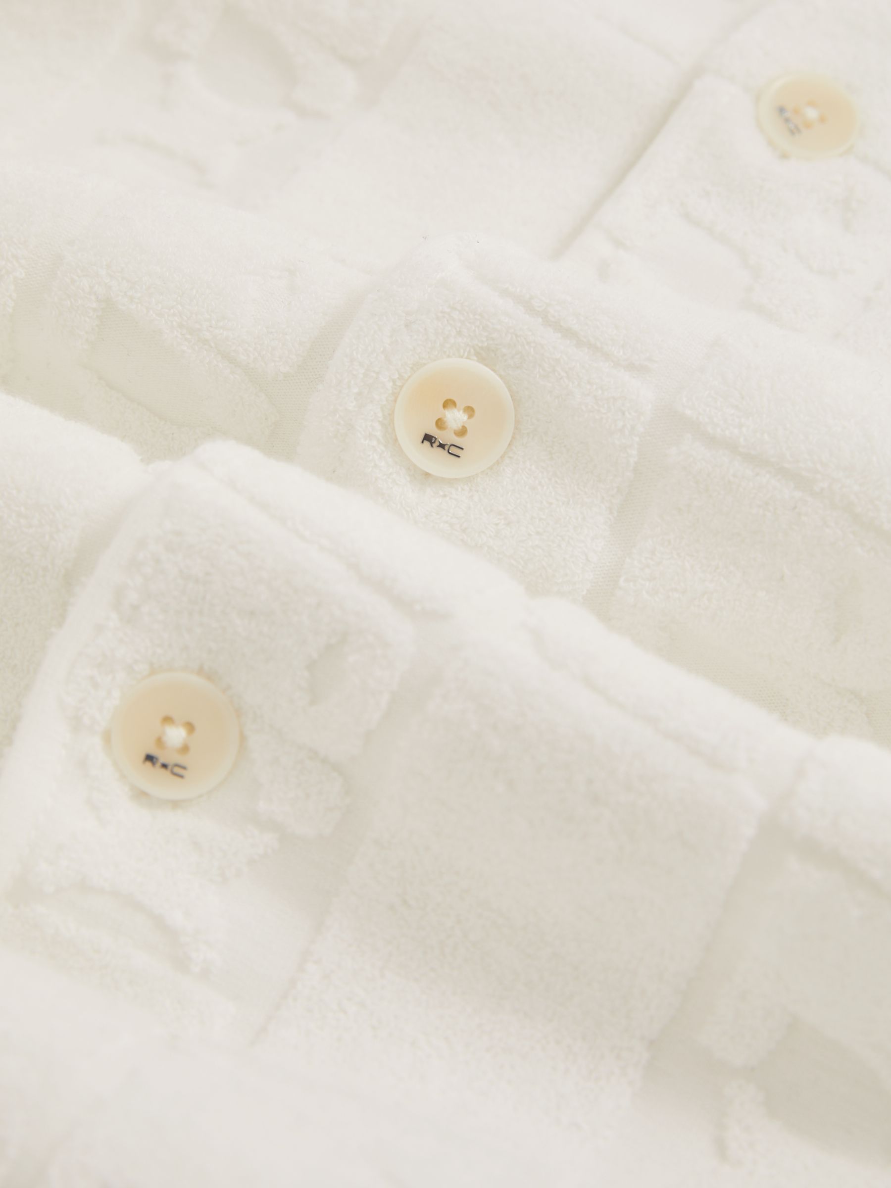 Reiss | Ché Towelling Monogram Shirt in White