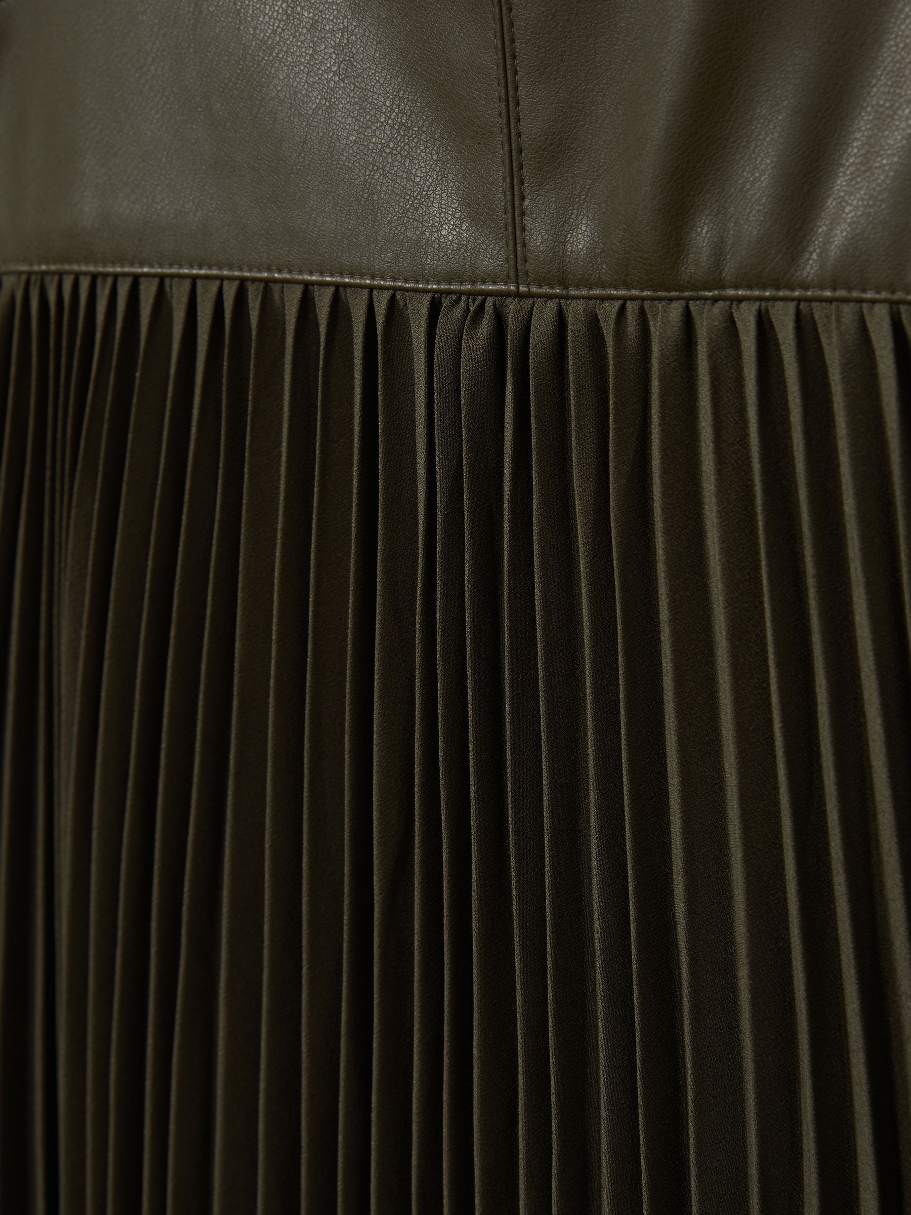 Amur Twist Pleated Maxi Dress in Olive