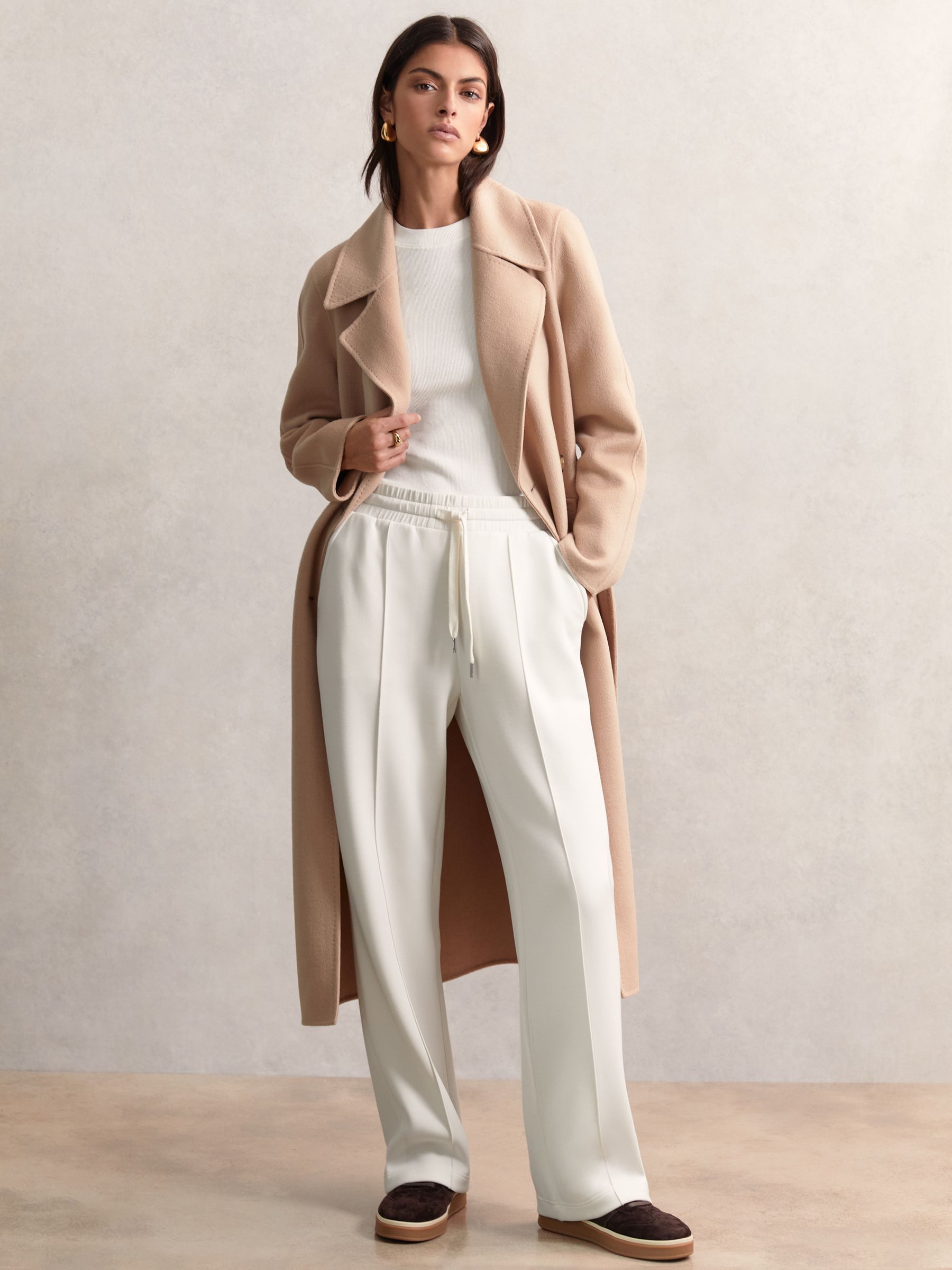 Modal-Blend Interlock Wide-Leg Joggers in Ivory