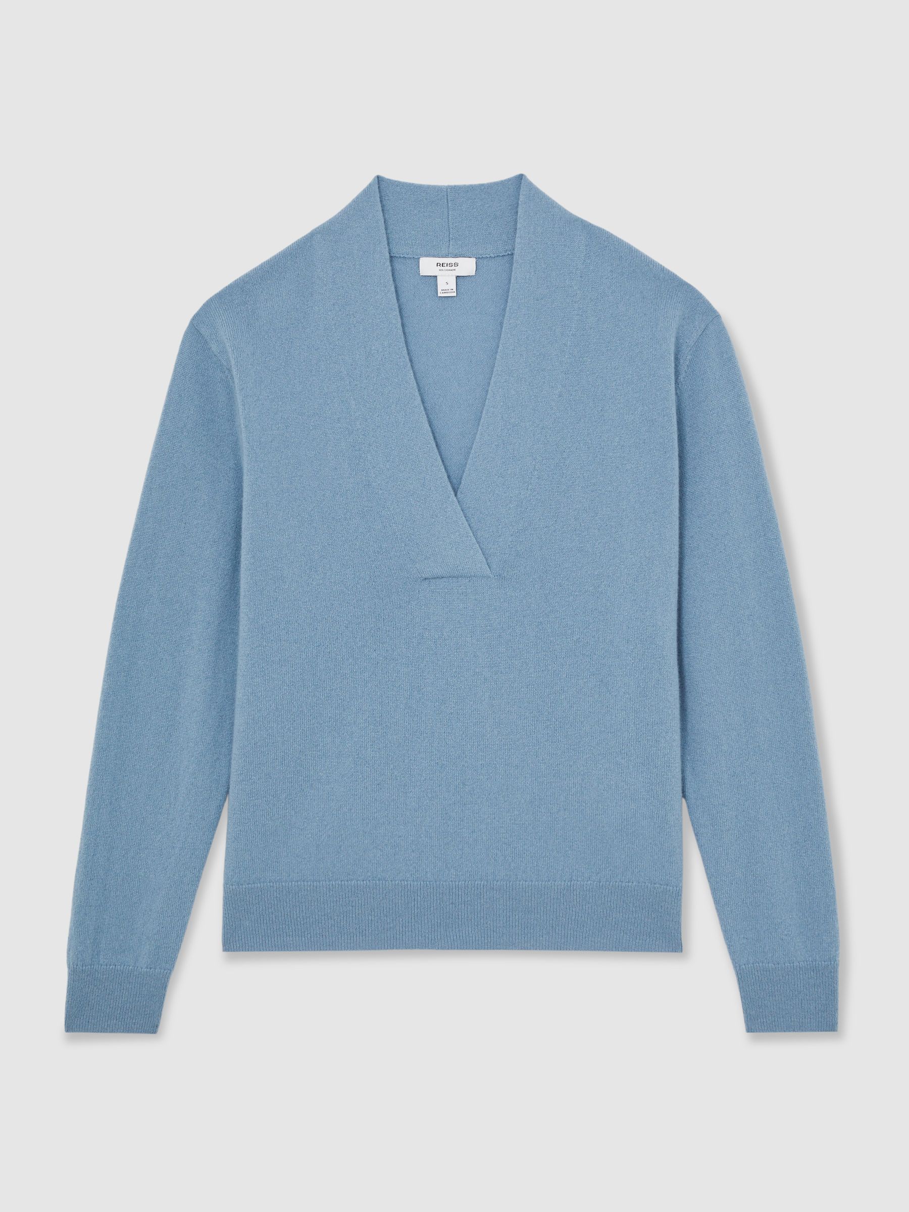 Cashmere V-Neck Jumper in Blue