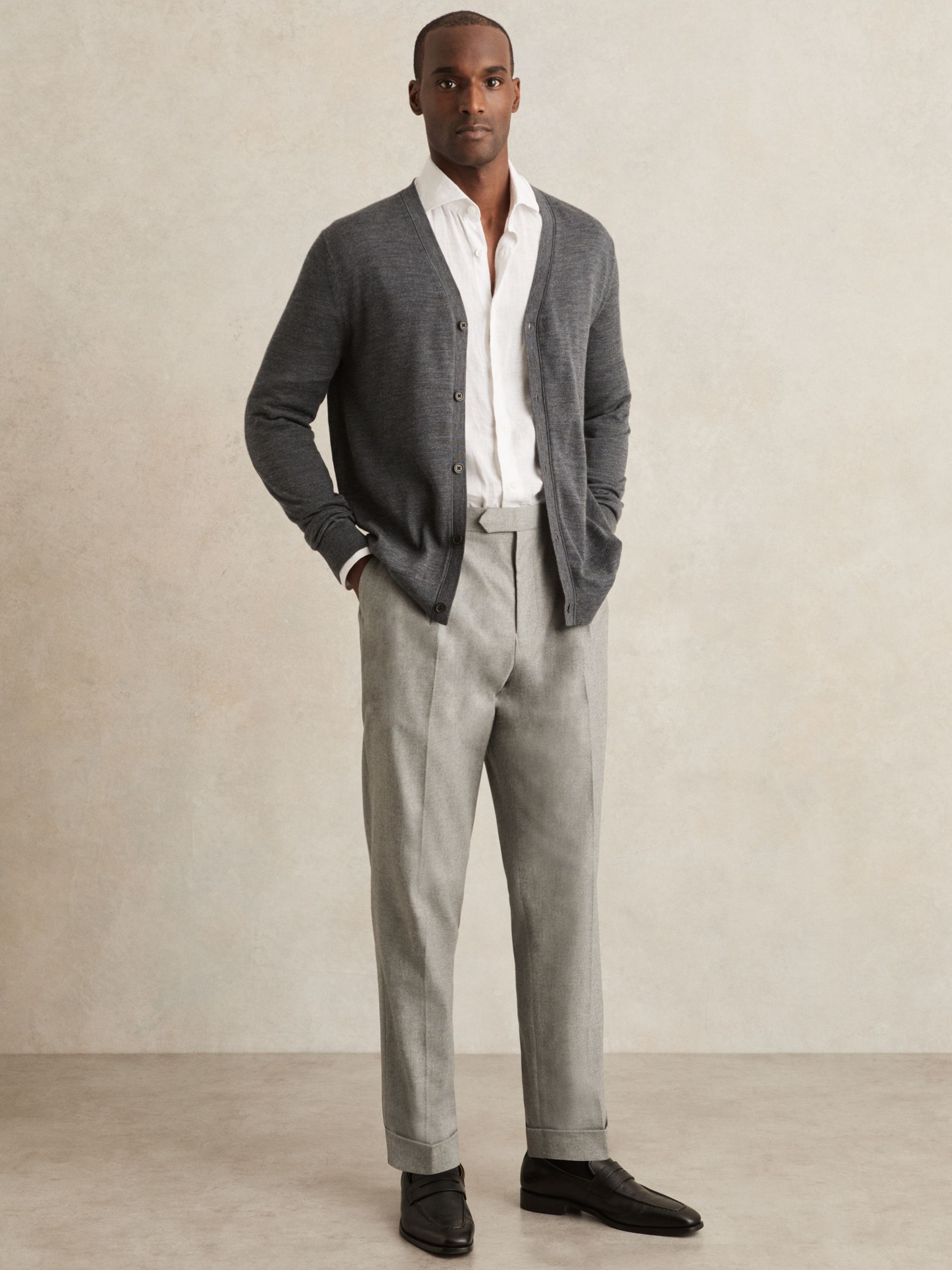 Relaxed Fit Herringbone Trouser in Grey