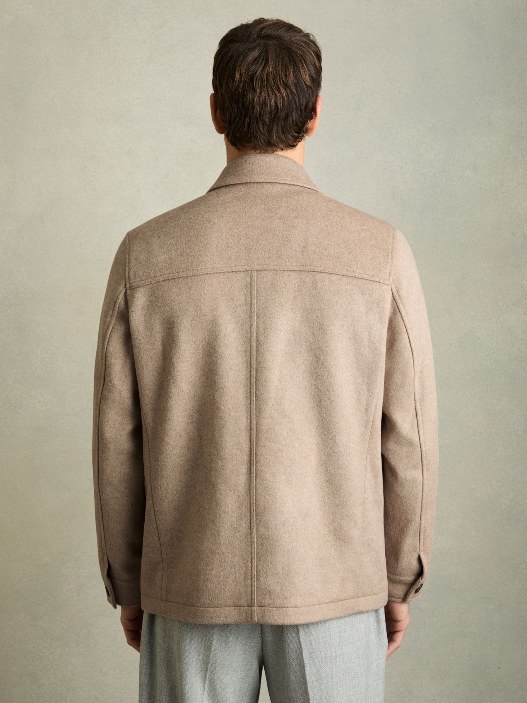 Wool-Blend Zip-Through Four-Pocket Jacket in Oatmeal Melange