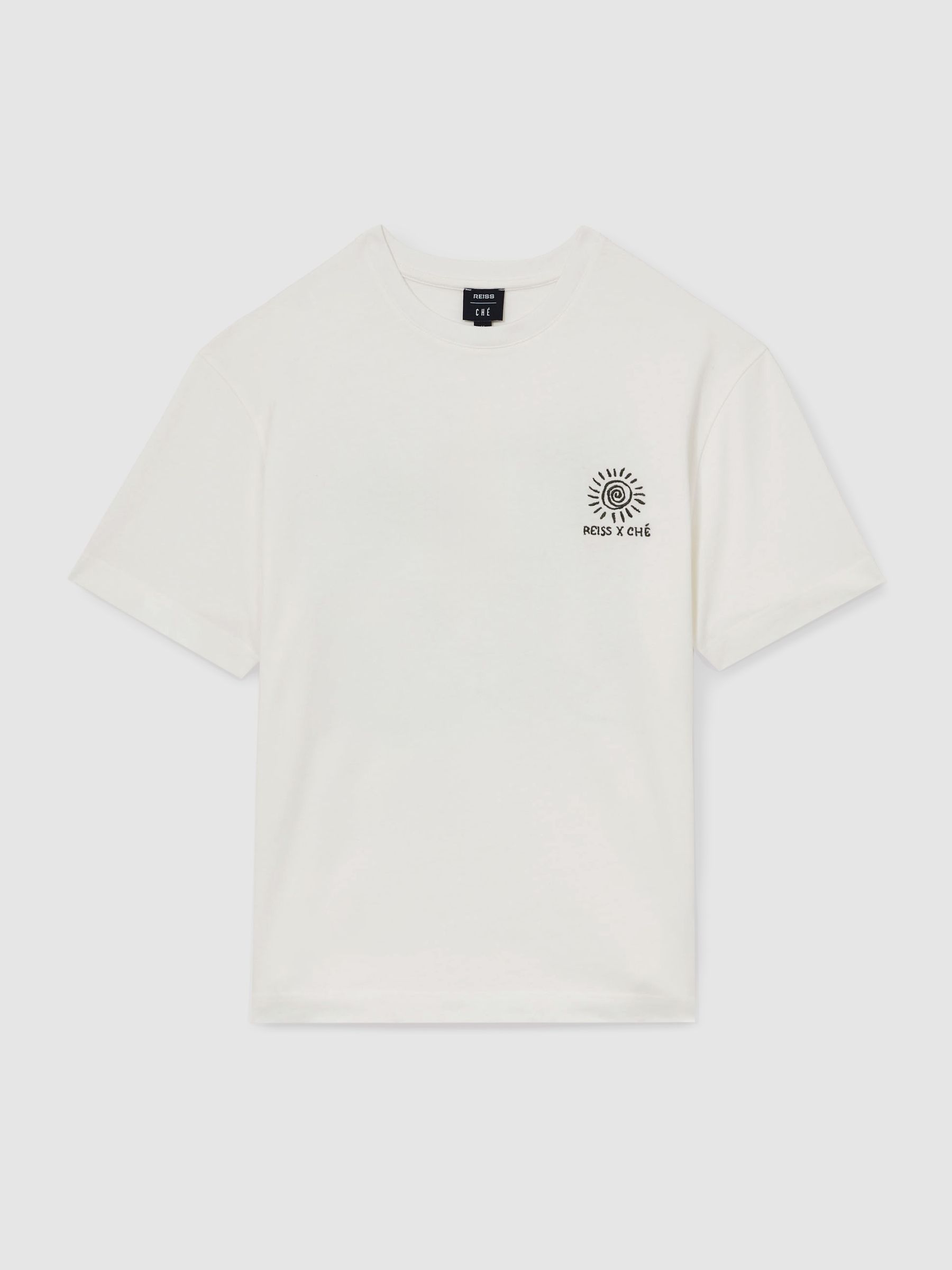 Reiss | Ché Cotton Palm-Tree T-Shirt in White