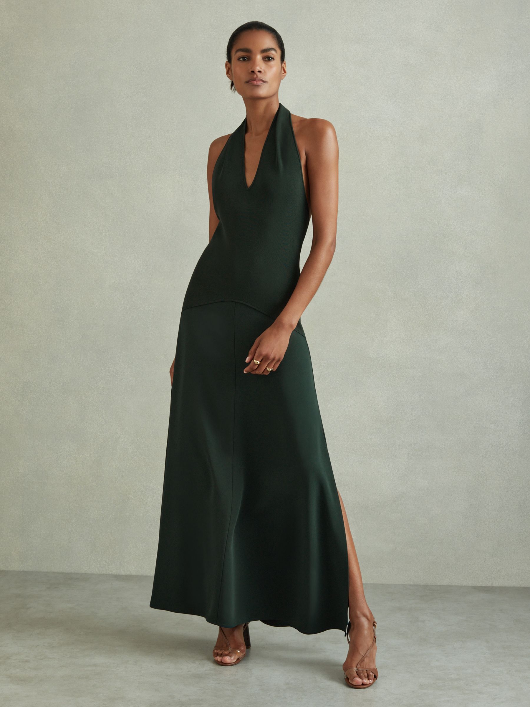 Hybrid Knit Midi Dress in Green