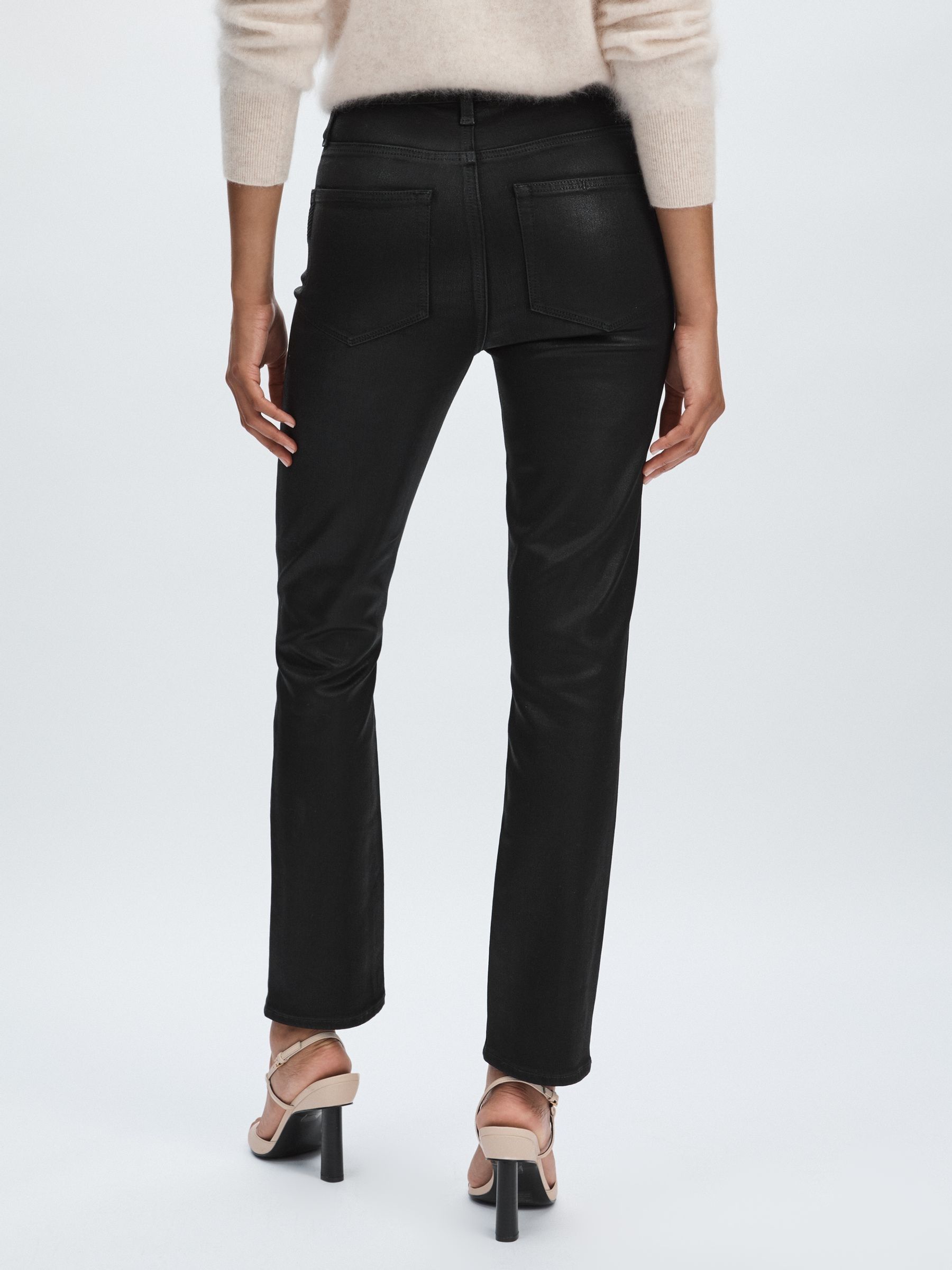 Paige Coated Straight-Leg Jeans in Black