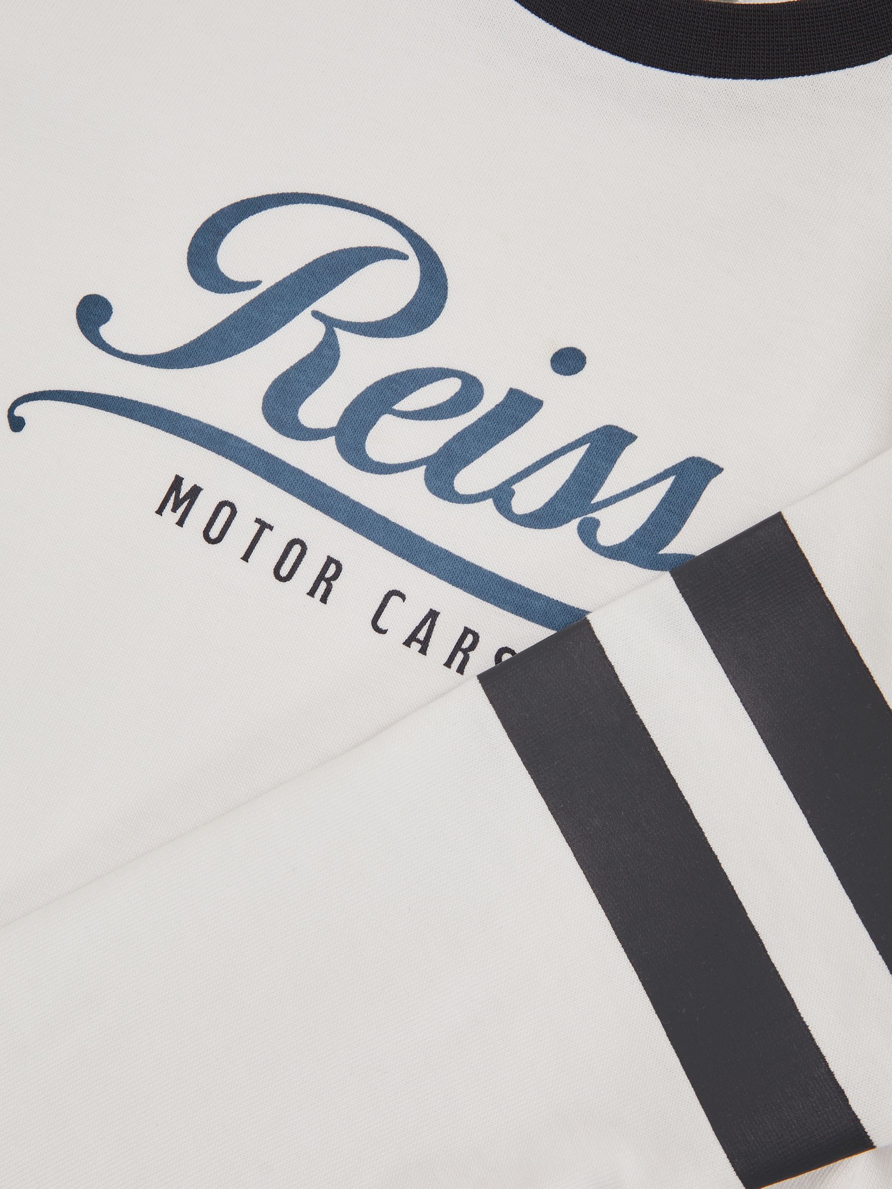 3-9 yrs Cotton Motor Cars Logo T-Shirt in White/Blue