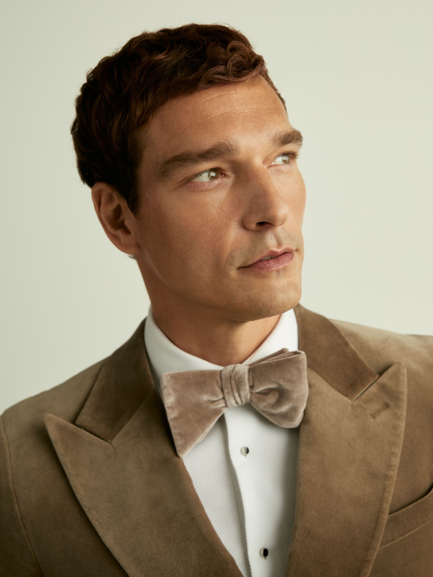Velvet Bow Tie in Taupe Brown