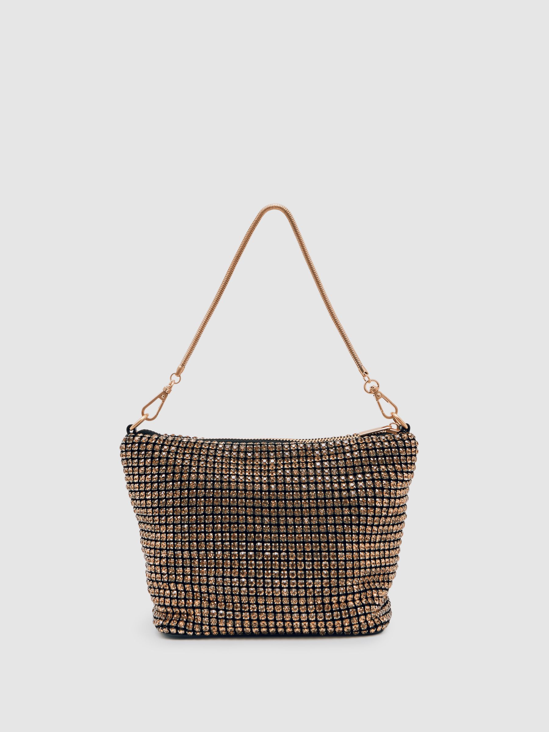 Crystal Bracelet Pouch Bag in Gold