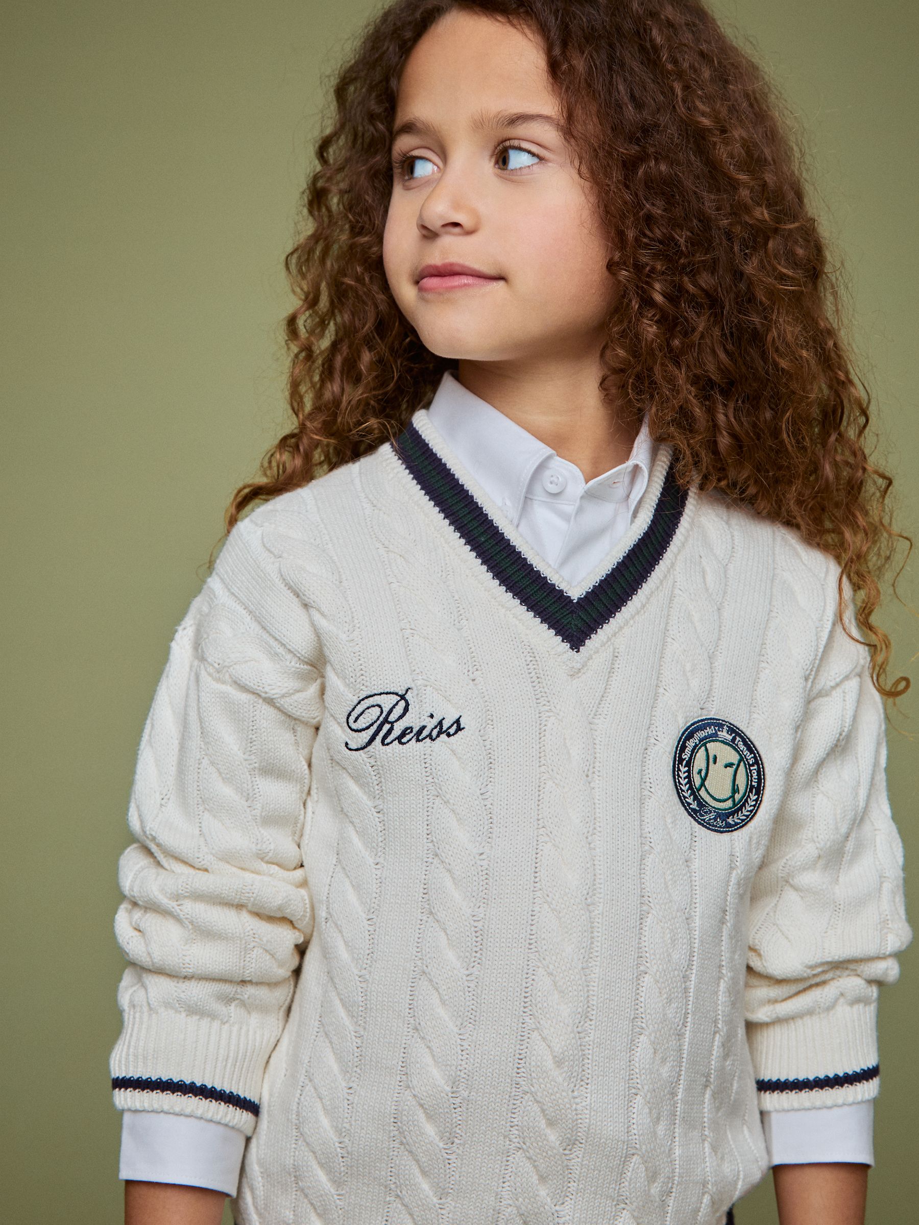 3-9 yrs SmileyWorld | Reiss Cable-Knit Jumper Unisex Fit in Off White